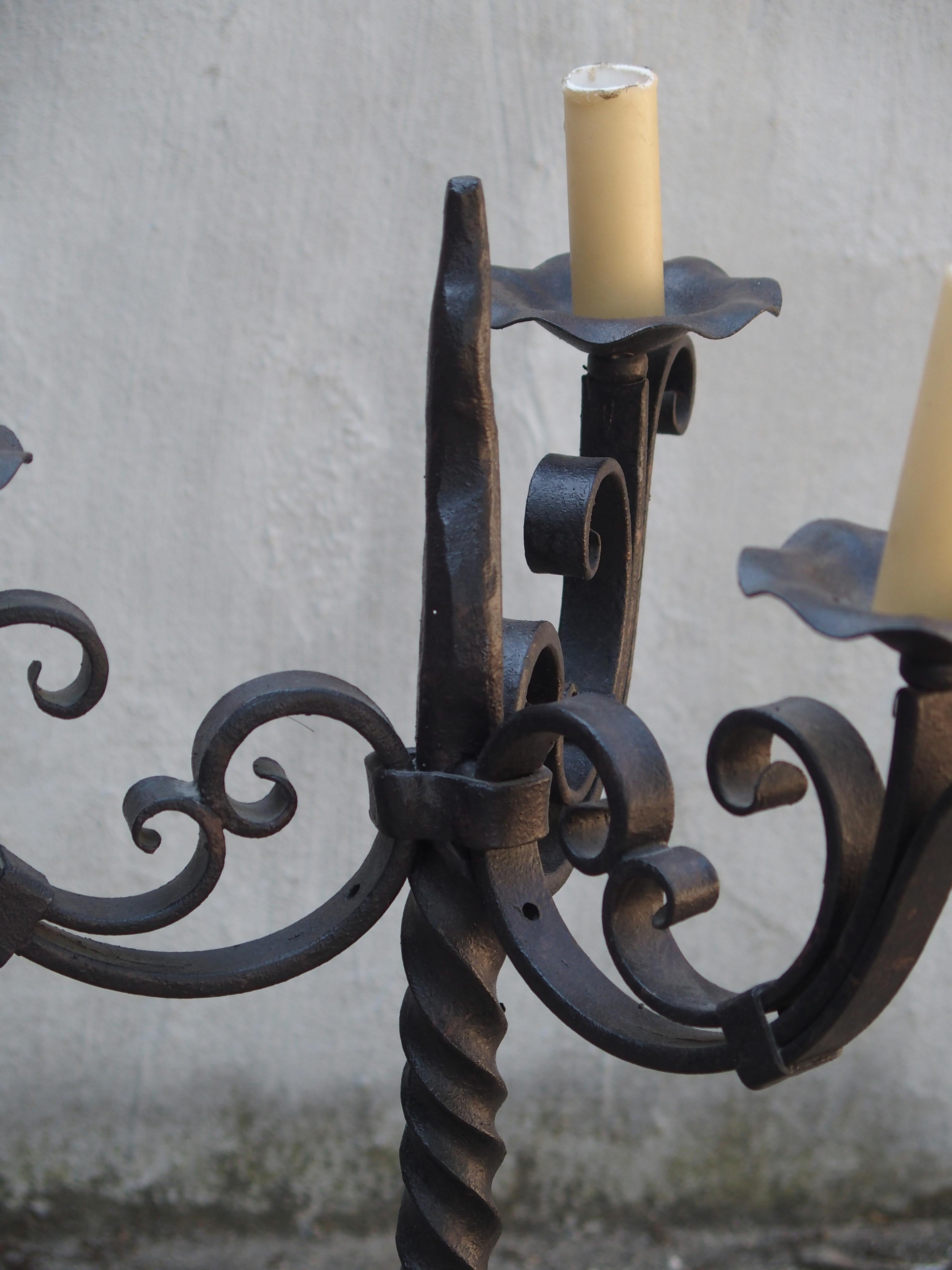 French Forged Iron Antique Candleabra from France