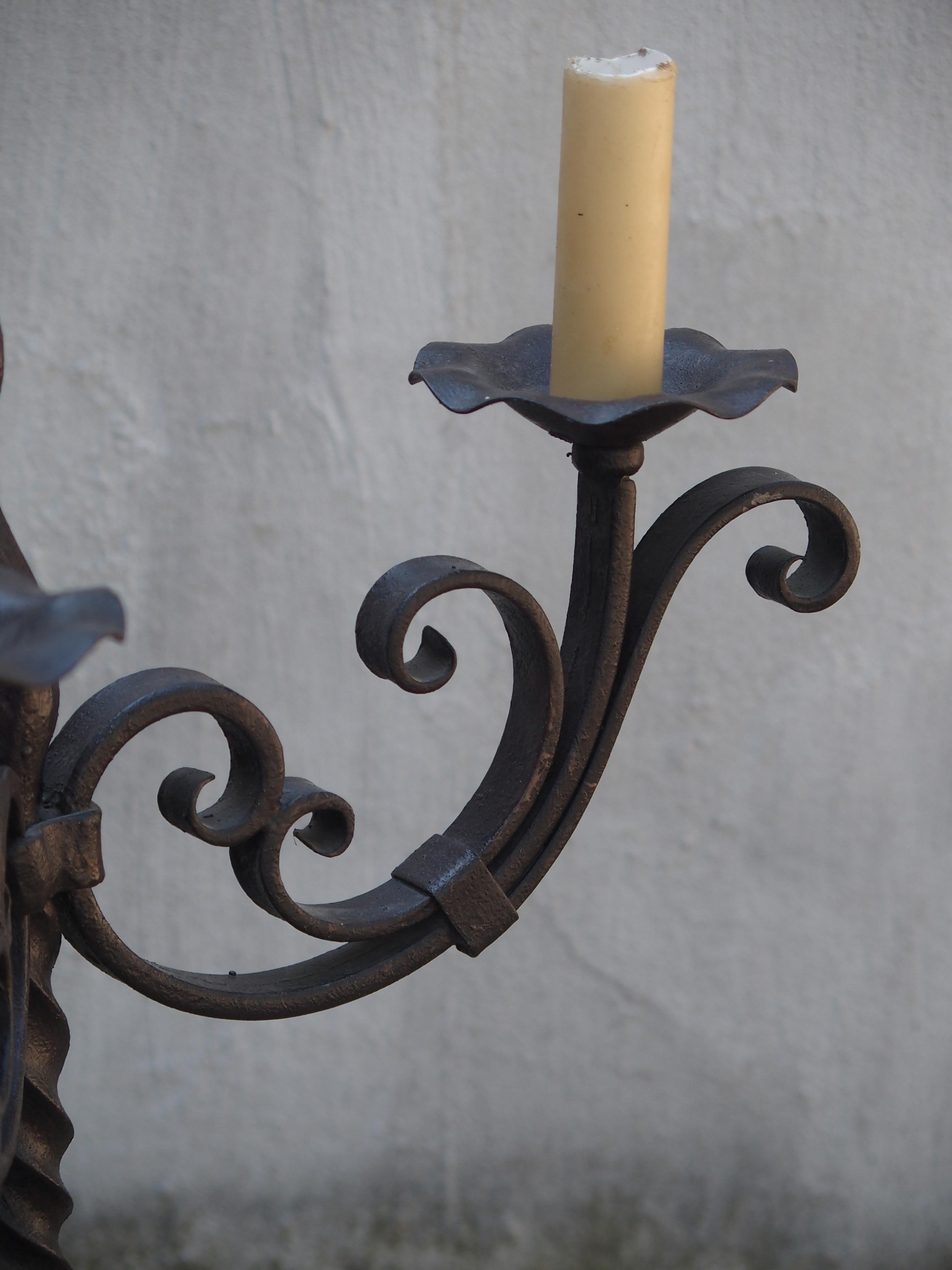 Forged Iron Antique Candleabra from France 3