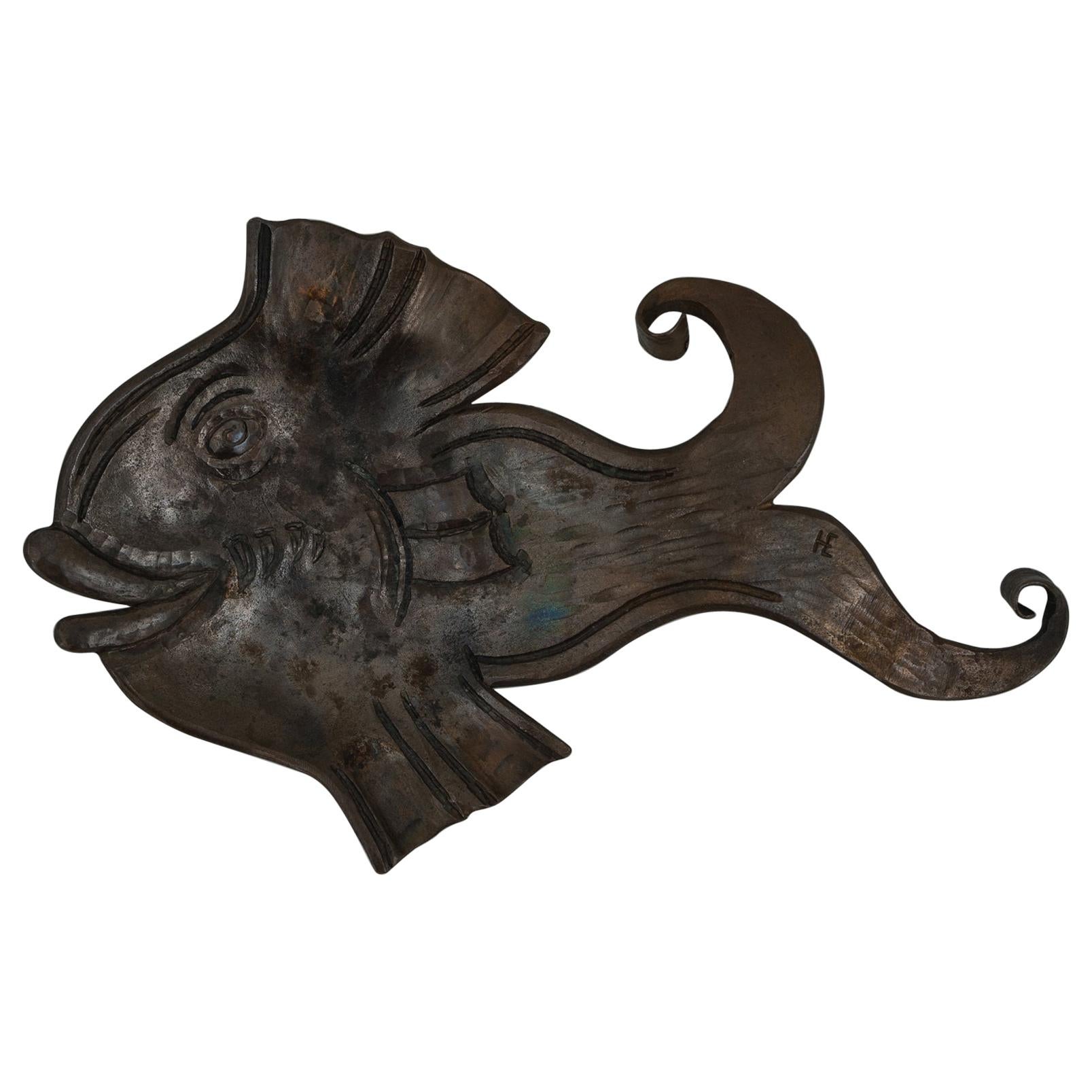 Forged Iron Ashtray in Shape of a Fish, Vienna, circa 1960s For Sale