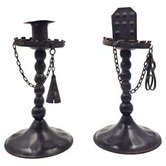Forged iron candlestick and match holder by Hugo Berger