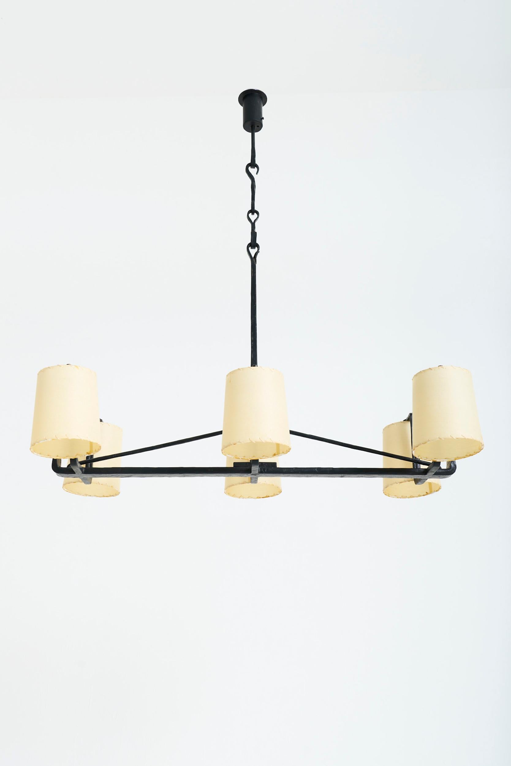 Spanish Forged Iron Ceiling Light For Sale