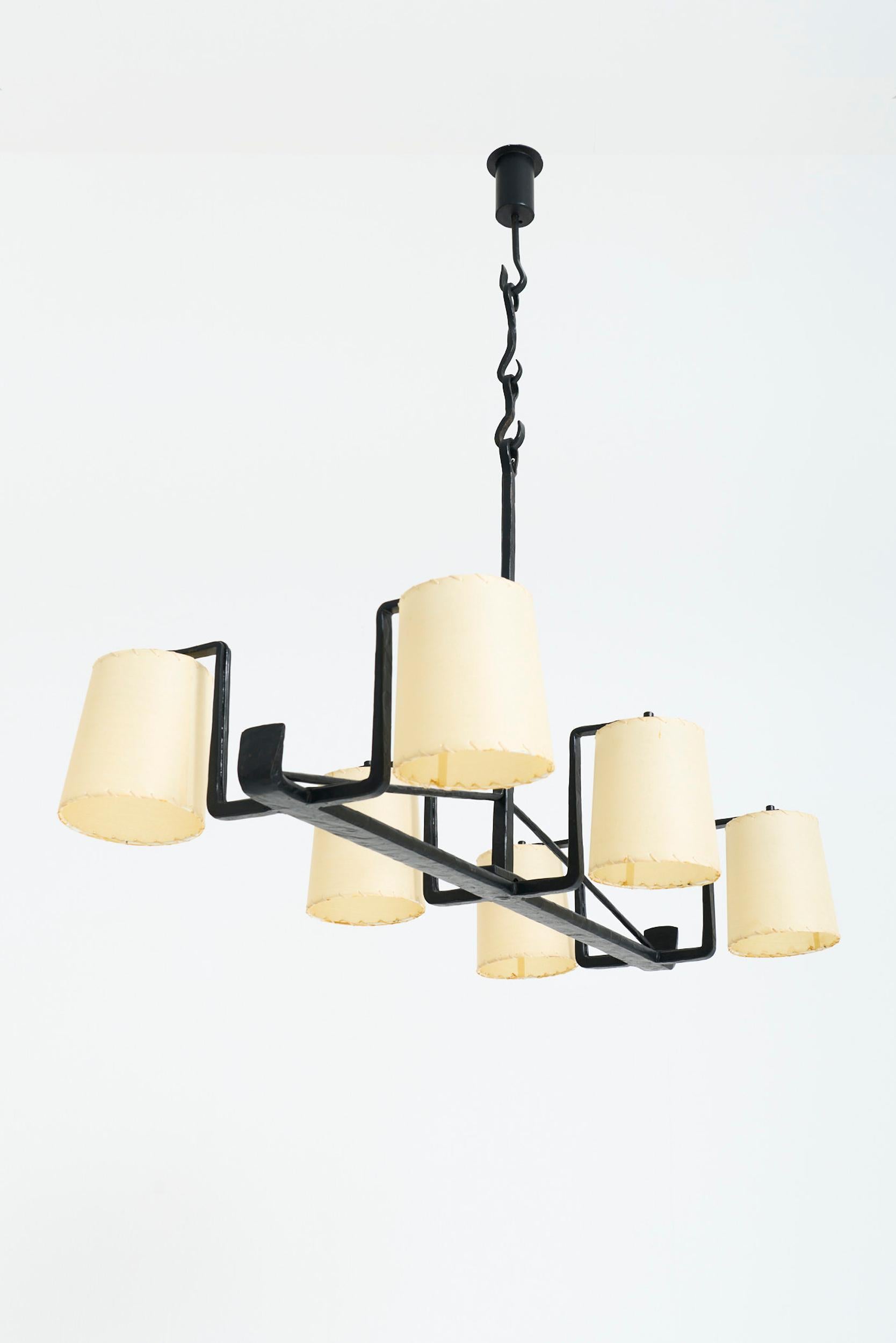 Forged Iron Ceiling Light In Good Condition For Sale In London, GB
