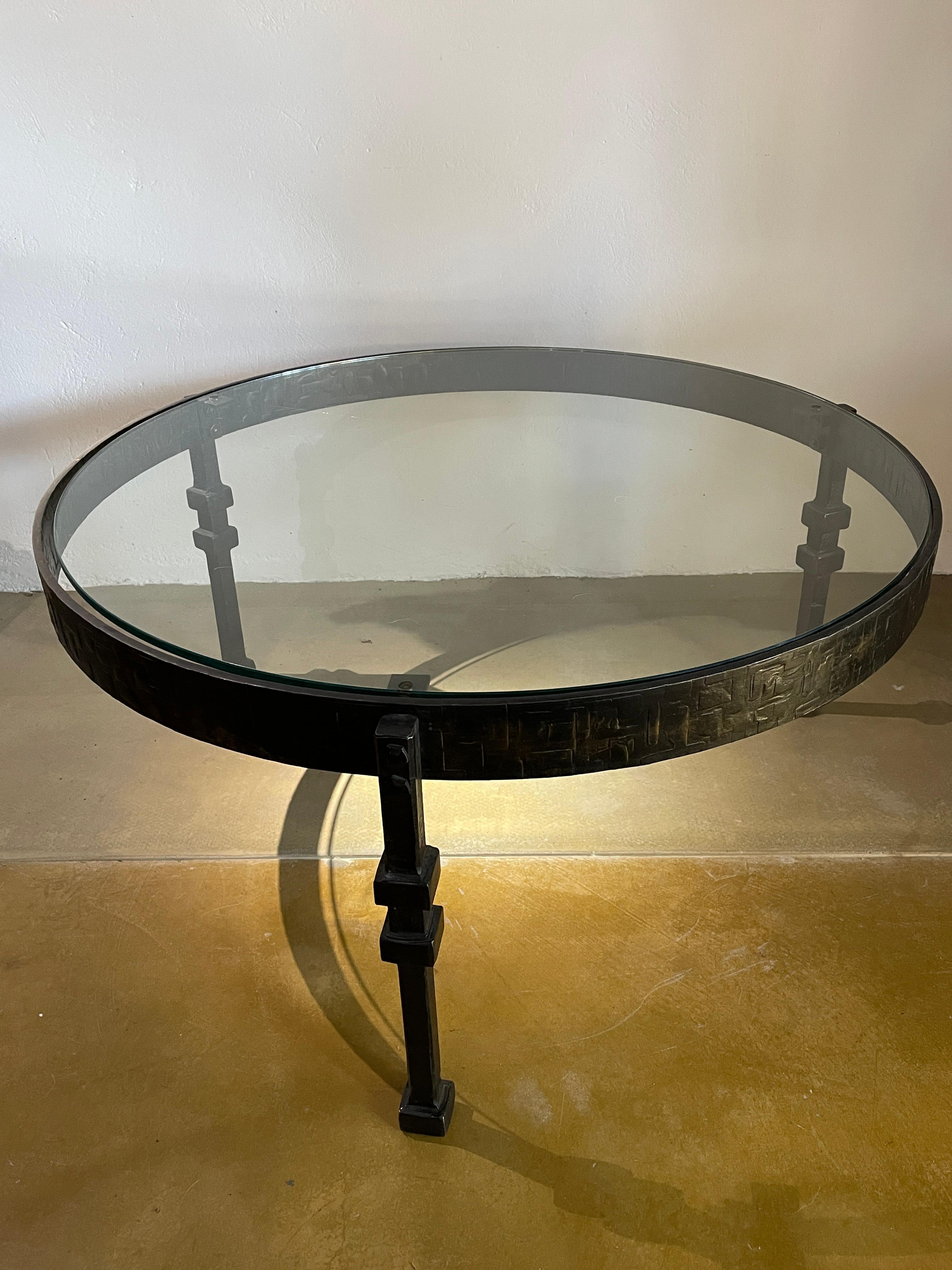 Français Table basse en fer forgé, France, 1970. en vente