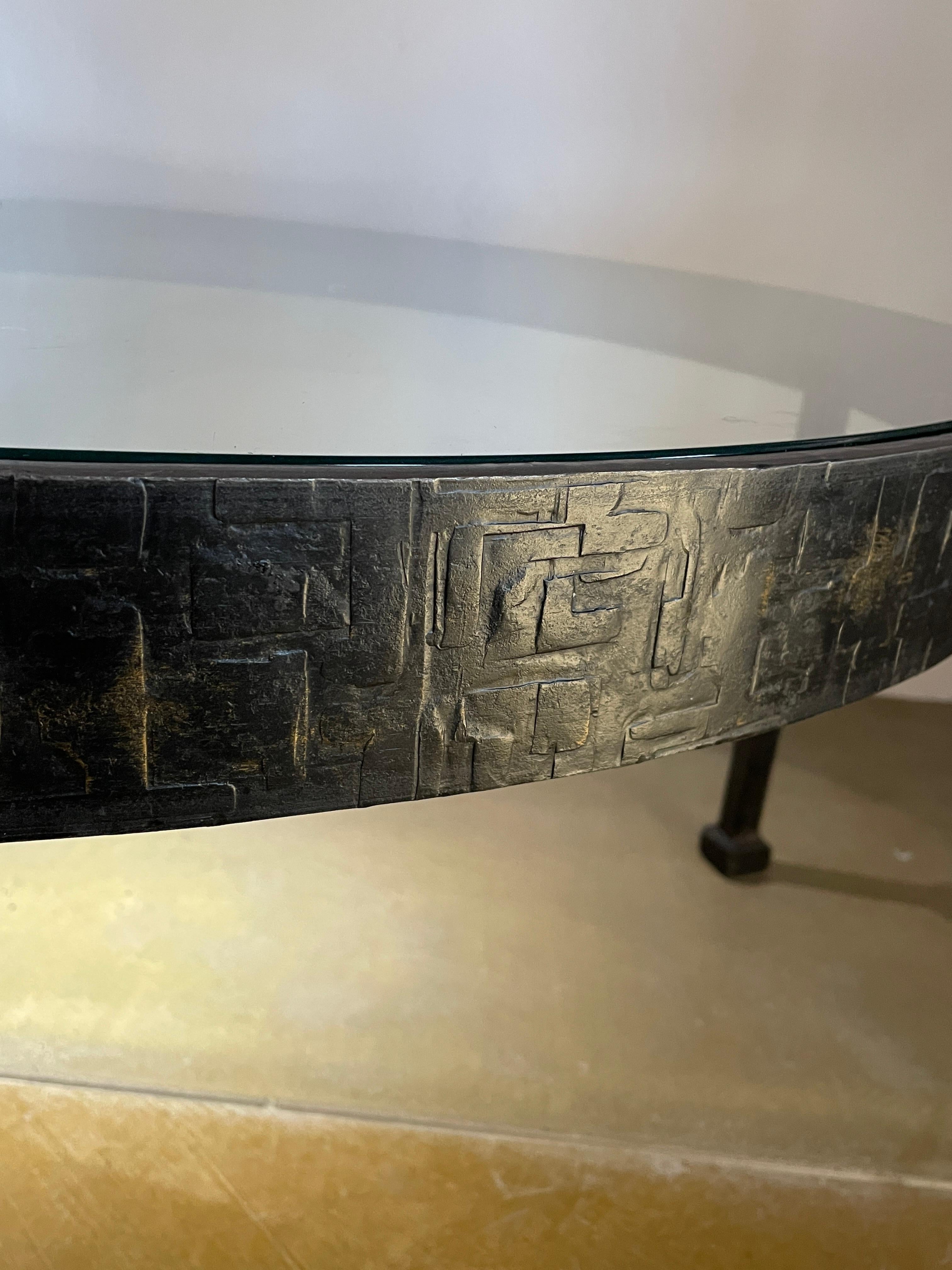 Verre Table basse en fer forgé, France, 1970. en vente