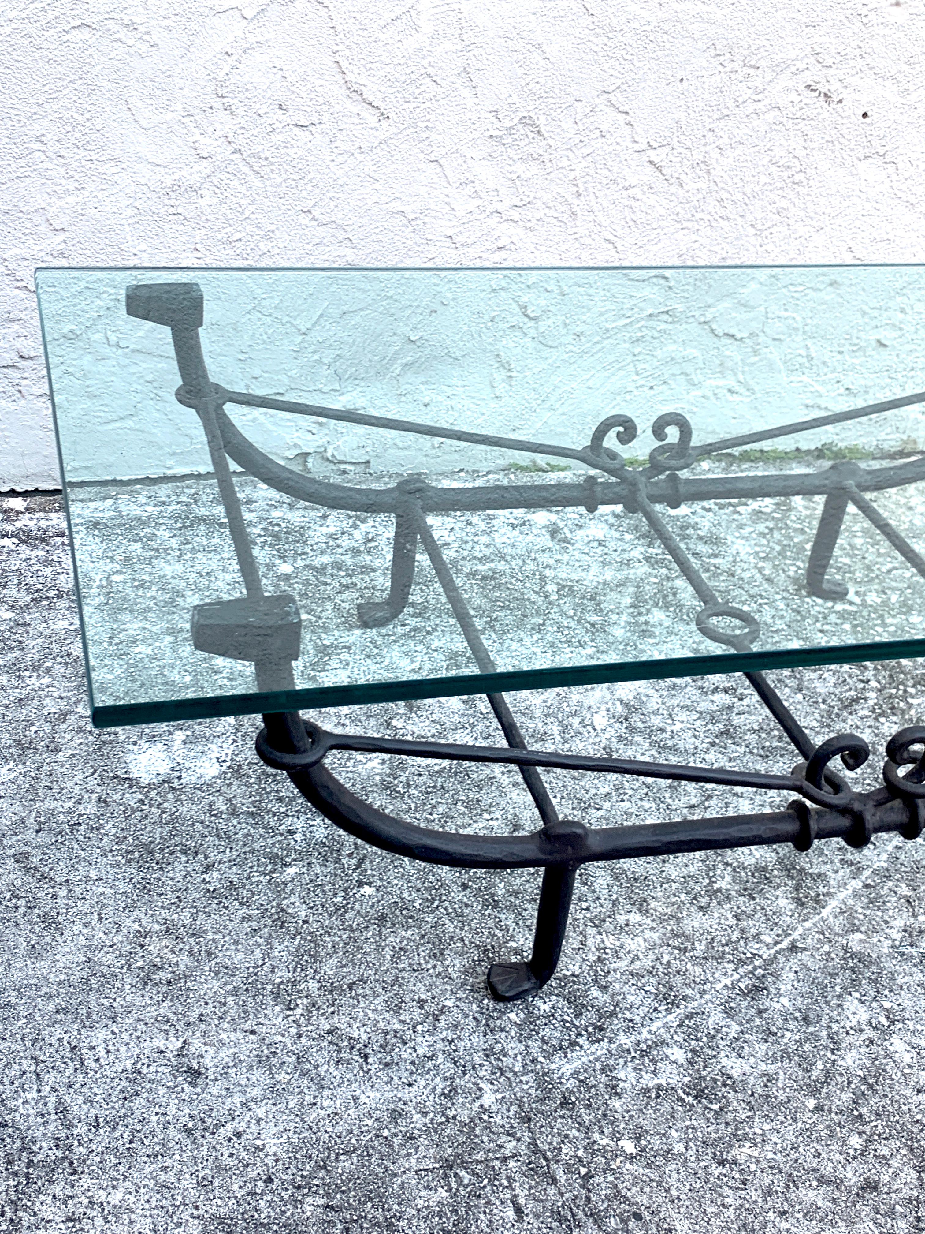Modern Forged Iron Coffee Table in the Style of Giacometti