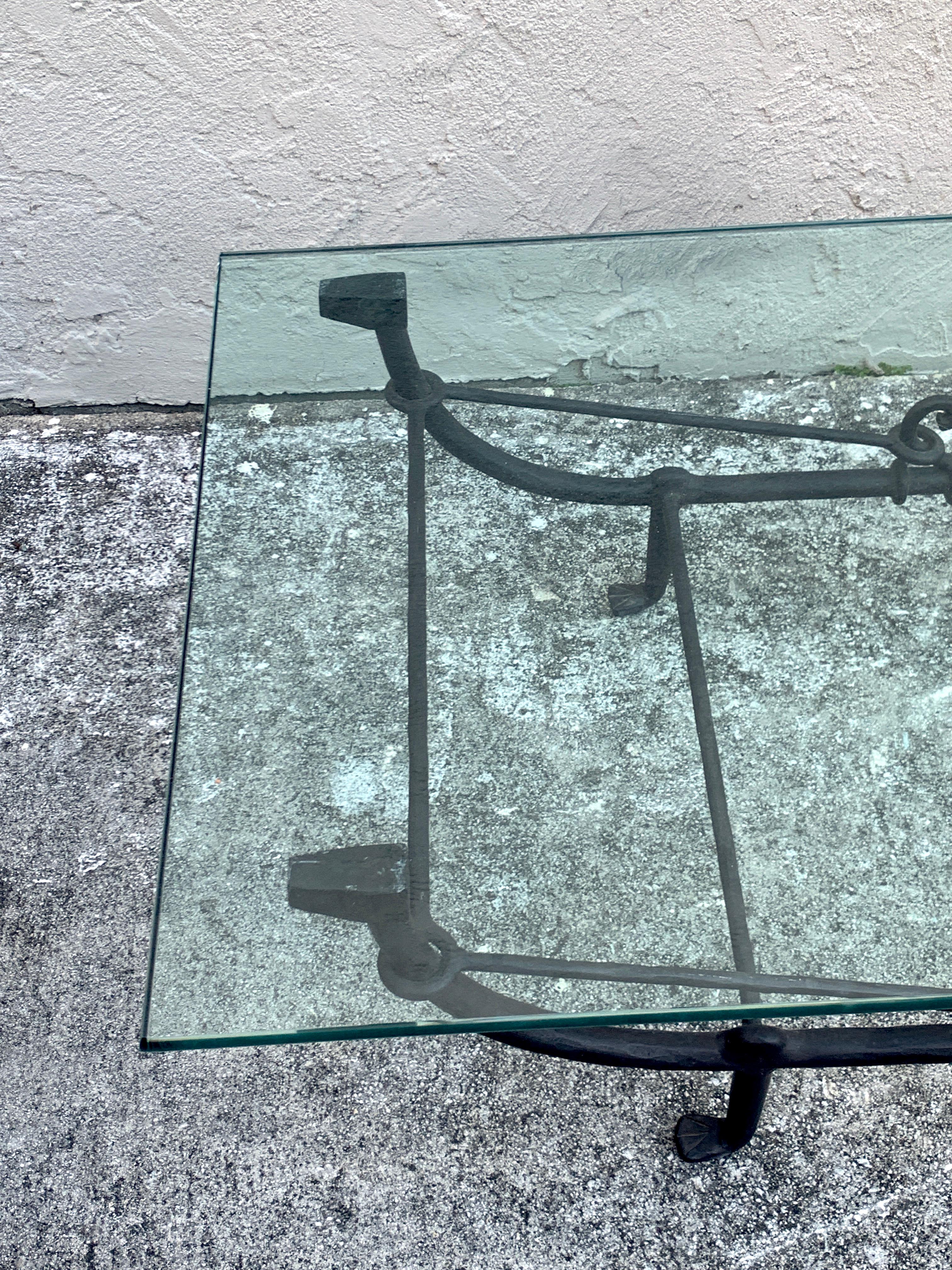 Forged Iron Coffee Table in the Style of Giacometti In Good Condition In West Palm Beach, FL