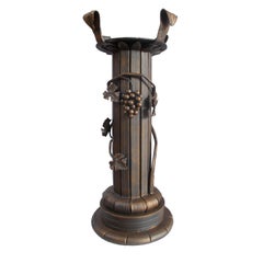 Forged Iron Column with Vine and Grapes with Ceramic Vase