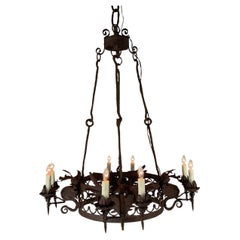 Forged Iron Dragon Chandelier