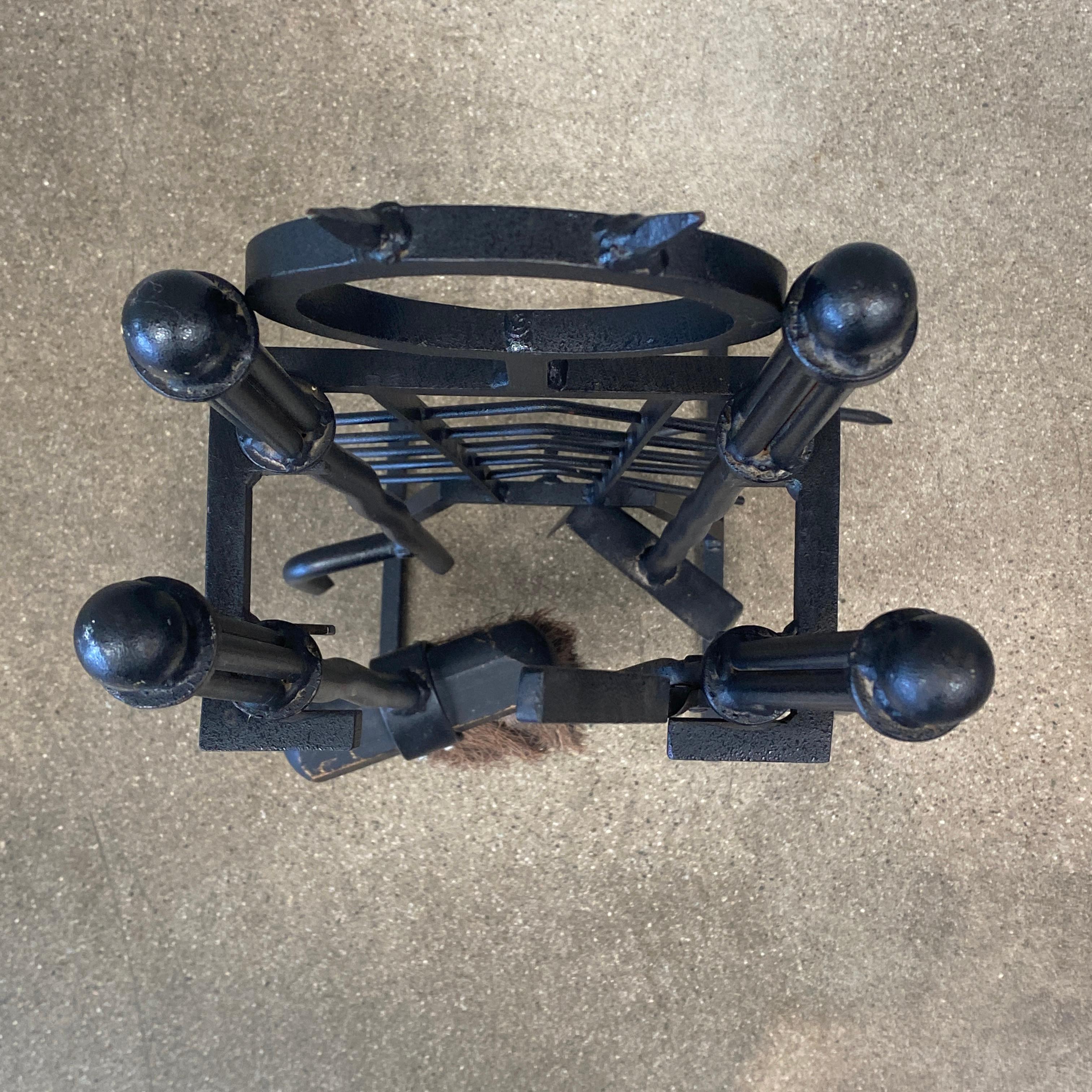 Forged Iron Fireplace Tools Set Signed 1989 For Sale 5