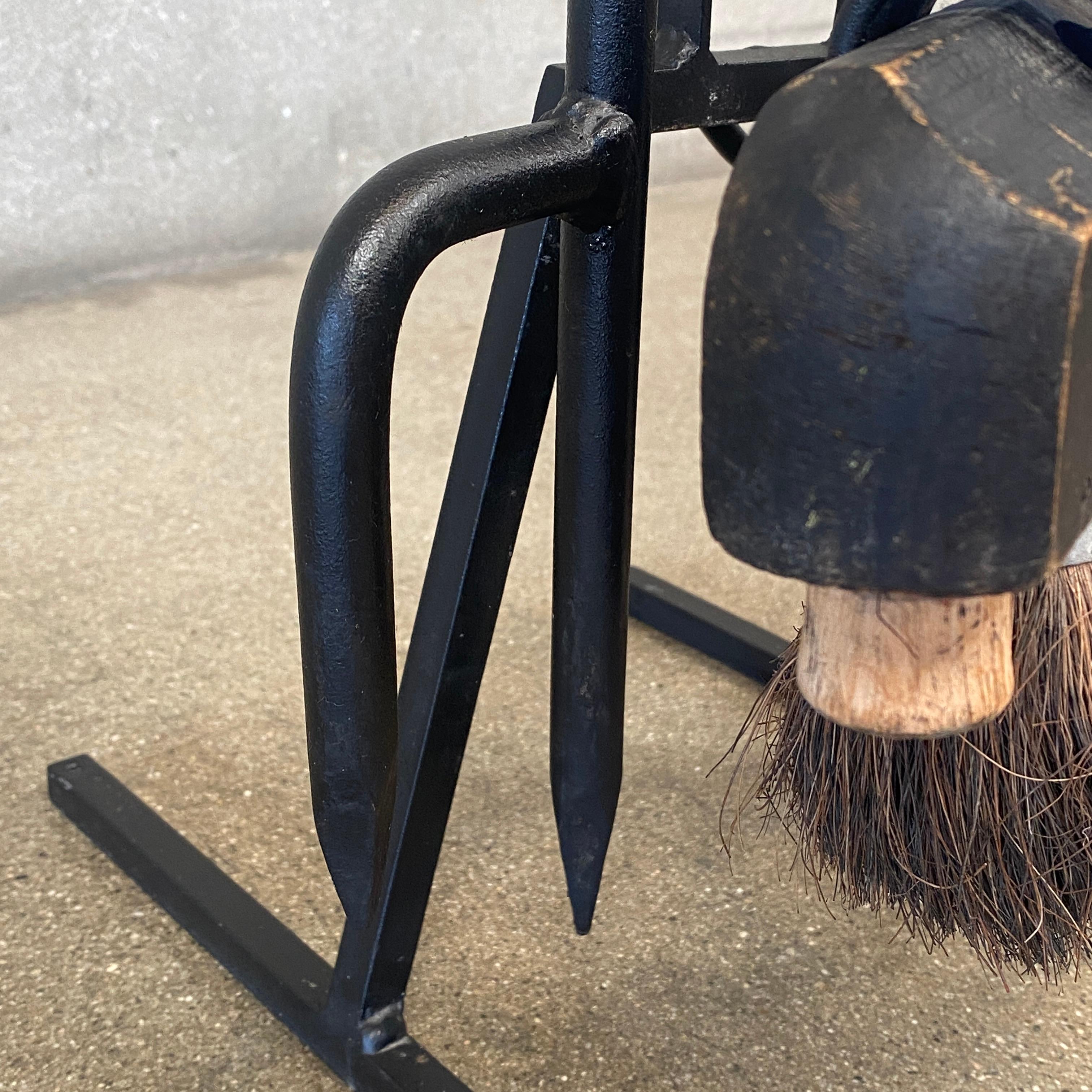 Forged Iron Fireplace Tools Set Signed 1989 For Sale 1