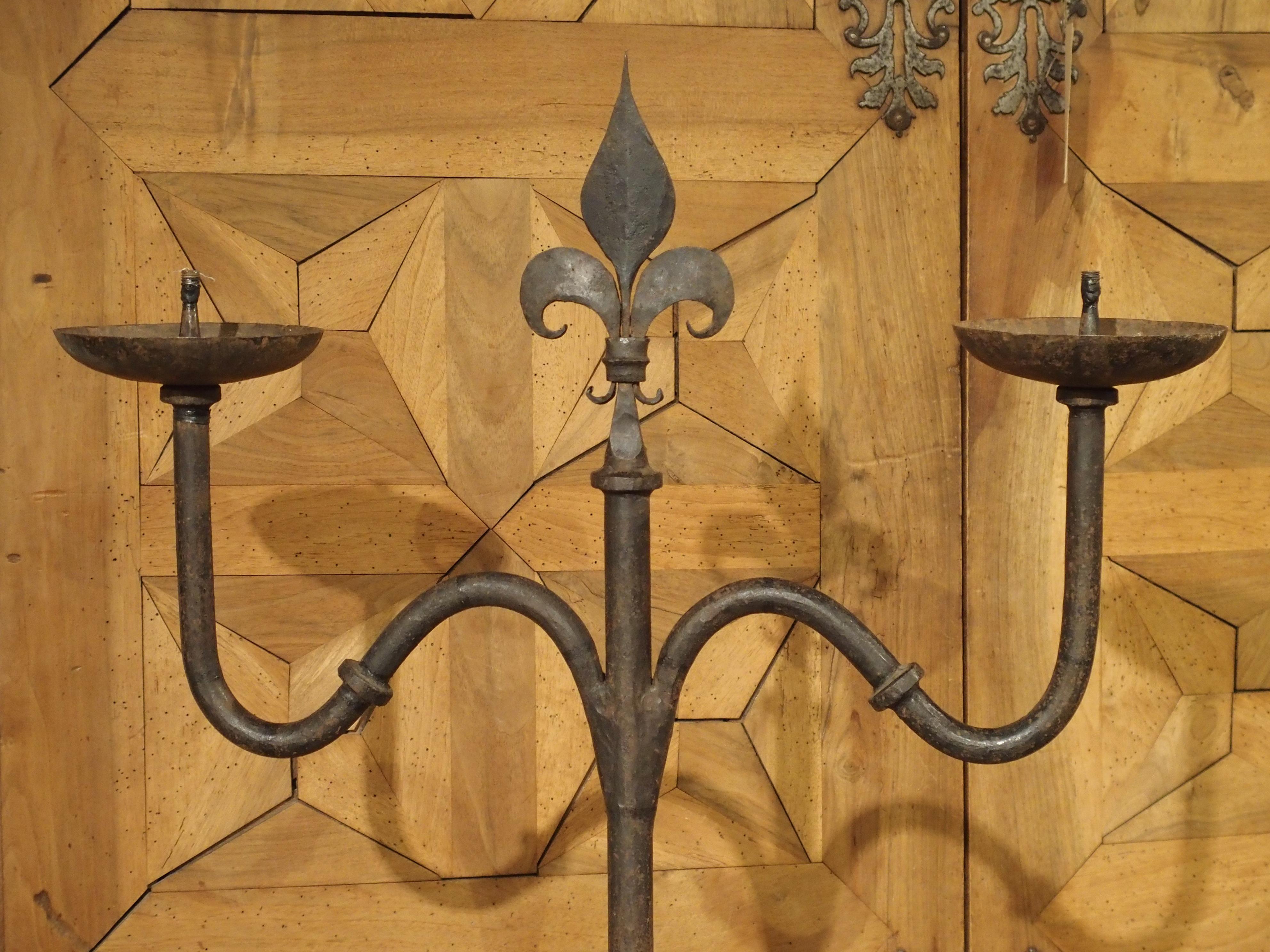 20th Century Forged Iron Fleur-de-Lys Torchere from France