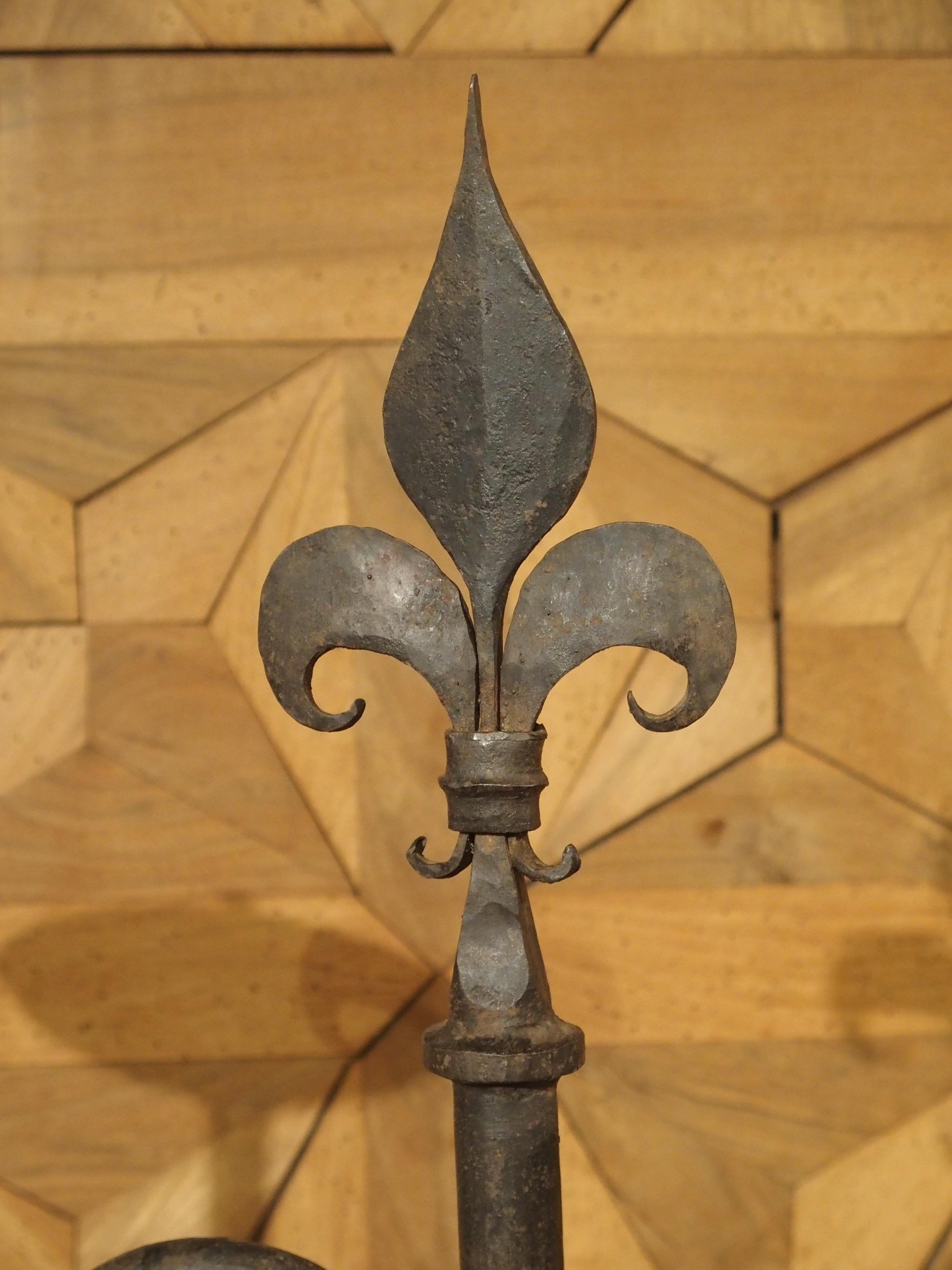 Wrought Iron Forged Iron Fleur-de-Lys Torchere from France