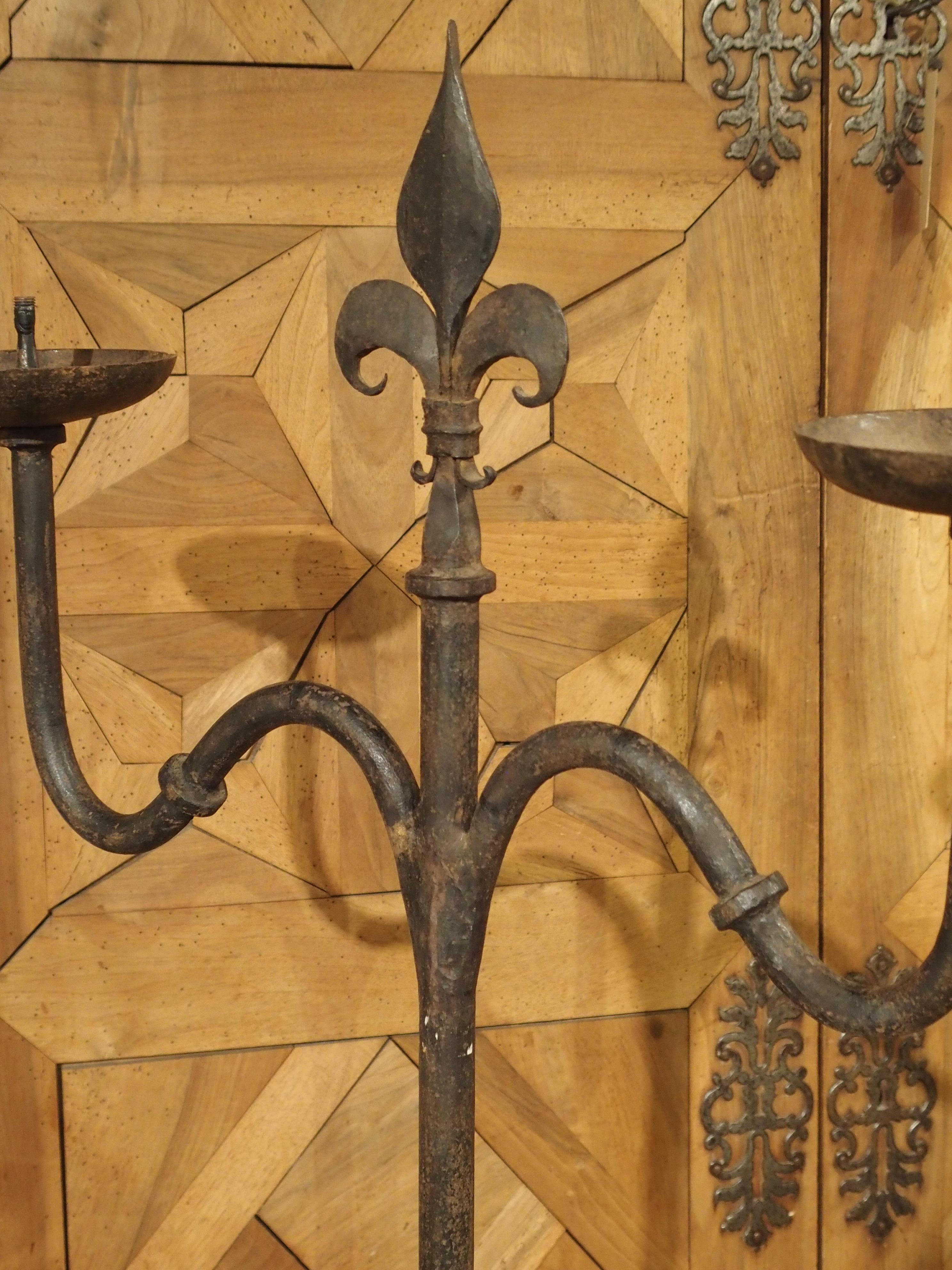 Forged Iron Fleur-de-Lys Torchere from France 2