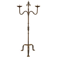Forged Iron Fleur-de-Lys Torchere from France