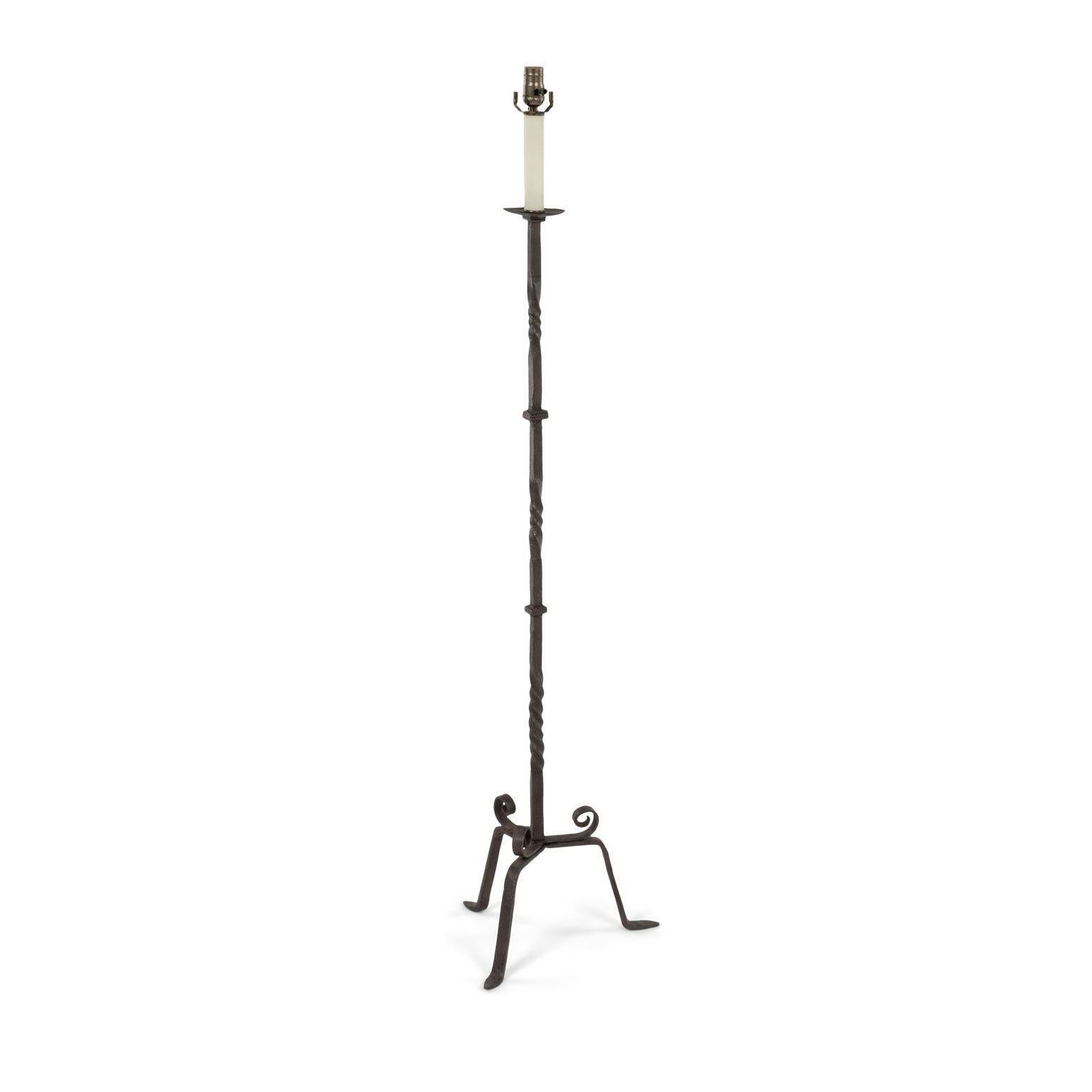 French Provincial Forged Iron Floor Lamp For Sale