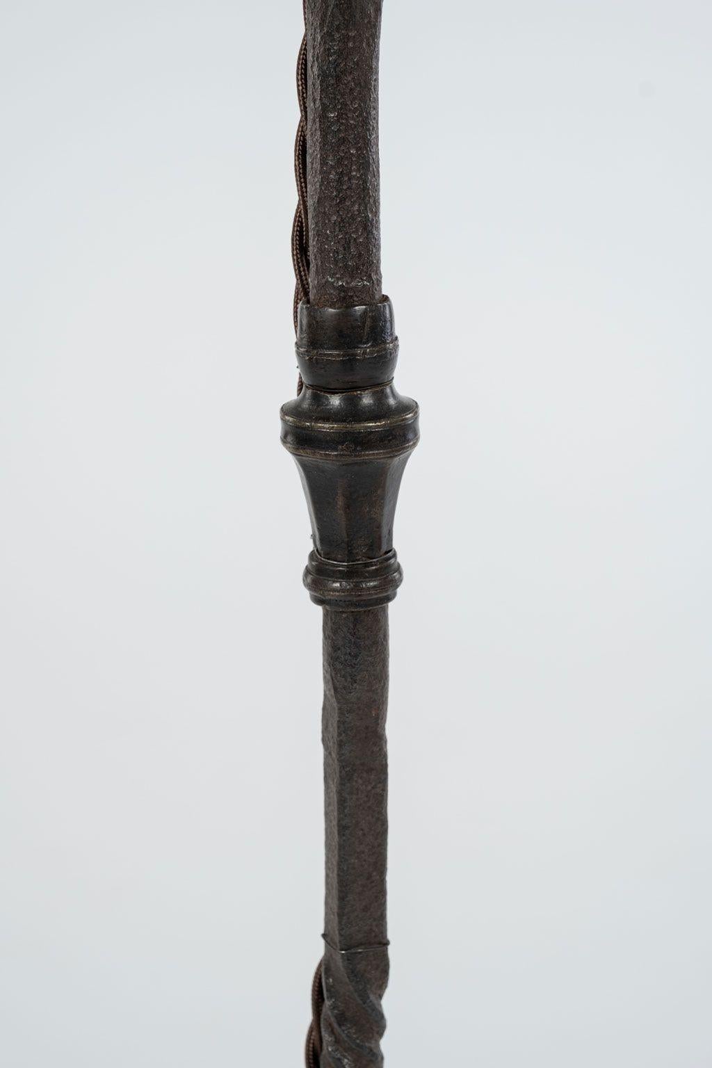 Forged Iron Floor Lamp In Fair Condition For Sale In Houston, TX