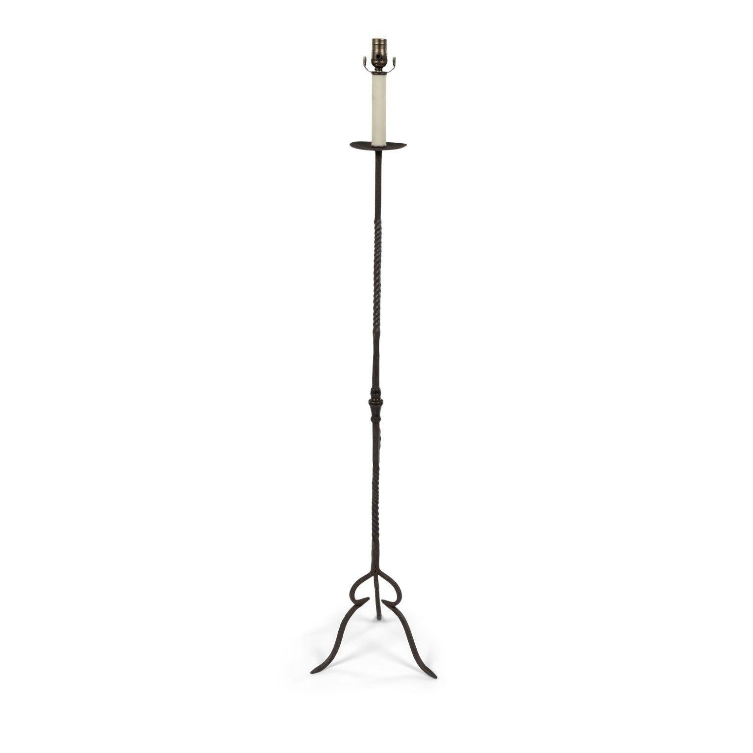 Early 20th Century Forged Iron Floor Lamp For Sale