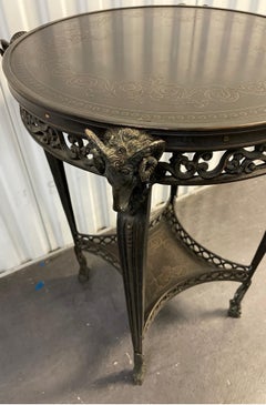 Vintage Neoclassical Ram's Head Gueridon Table, Forged Iron, Ca. 1970s