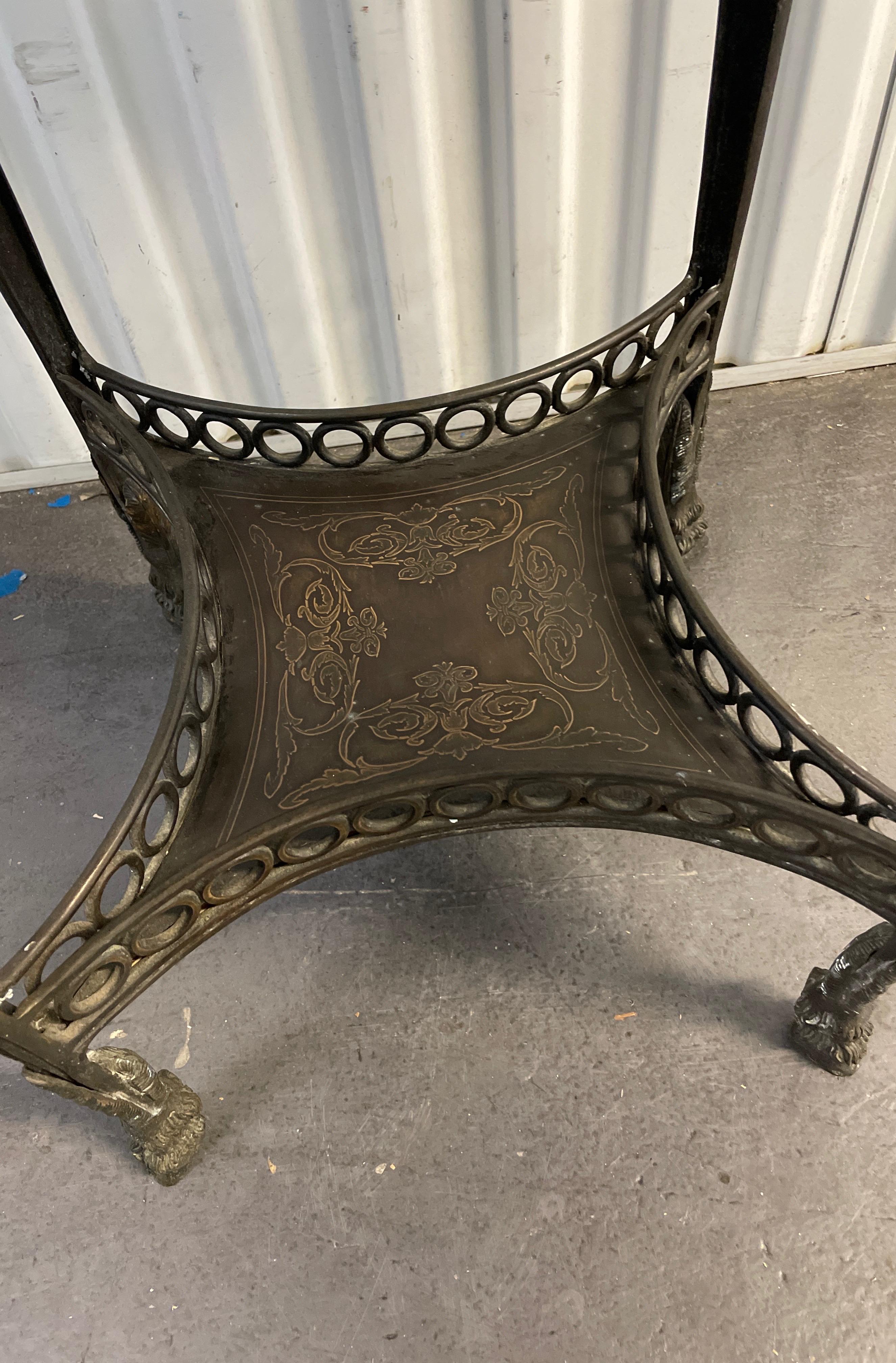 Unknown Forged Iron Neoclassical Style Ram's Head Gueridon / Side Table For Sale