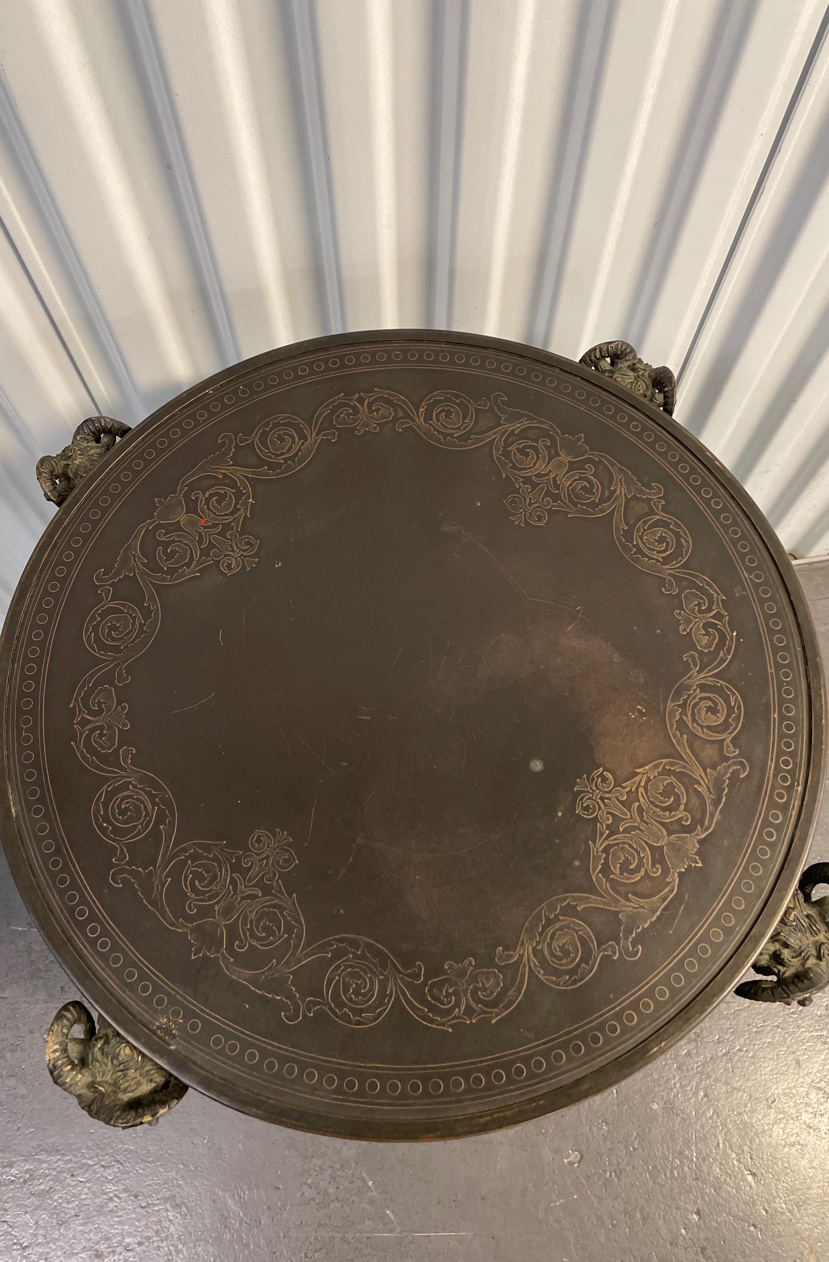 Forged Iron Neoclassical Style Ram's Head Gueridon / Side Table In Good Condition For Sale In West Palm Beach, FL