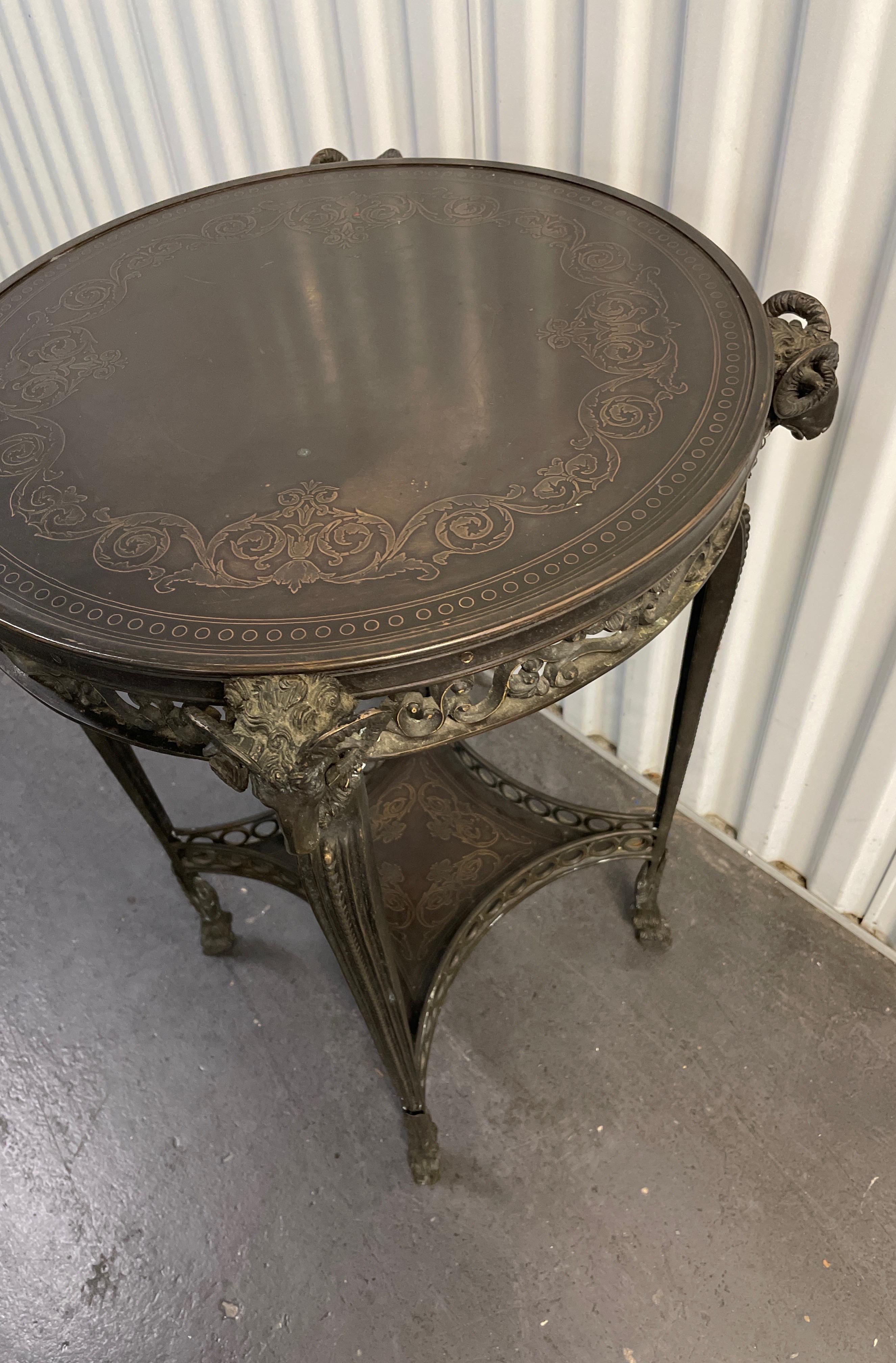 Forged Iron Neoclassical Style Ram's Head Gueridon / Side Table For Sale 1