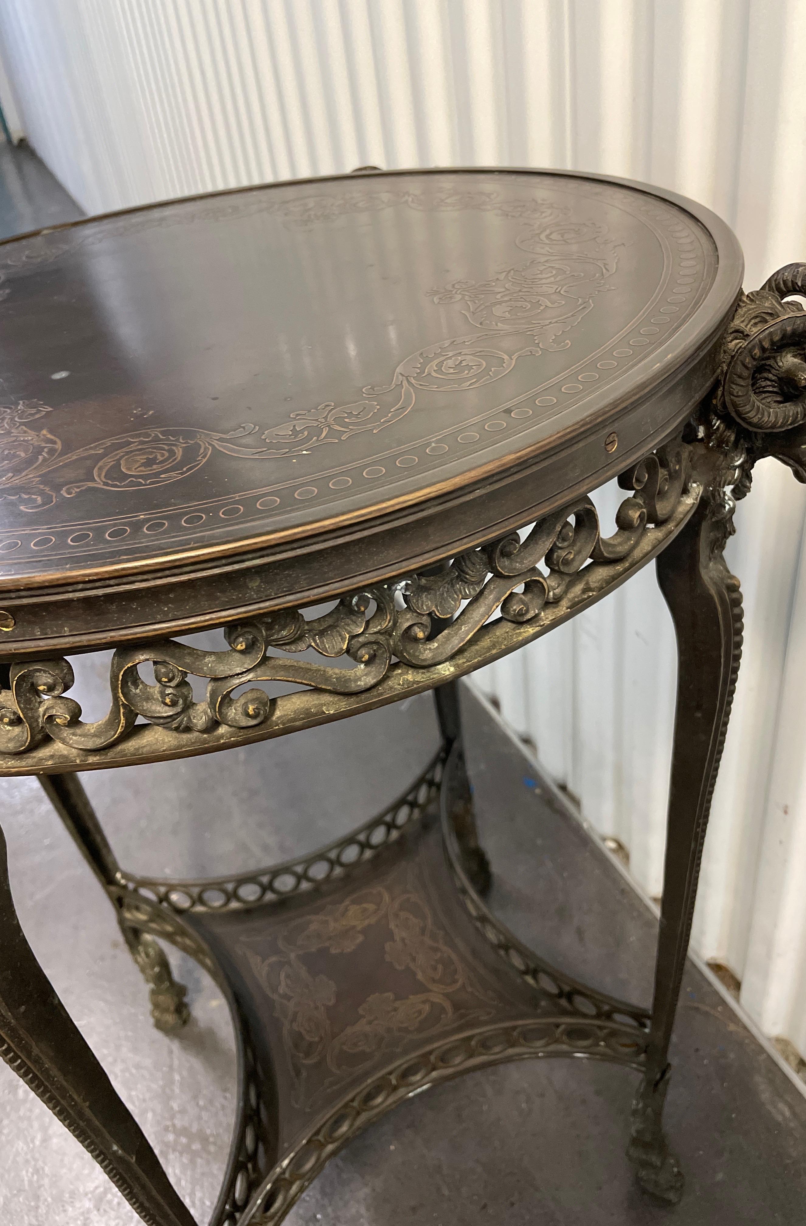 Forged Iron Neoclassical Style Ram's Head Gueridon / Side Table For Sale 2