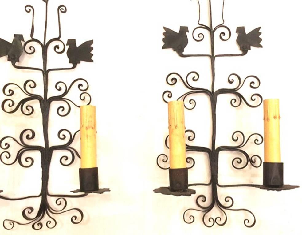 Italian Forged Iron Sconces For Sale