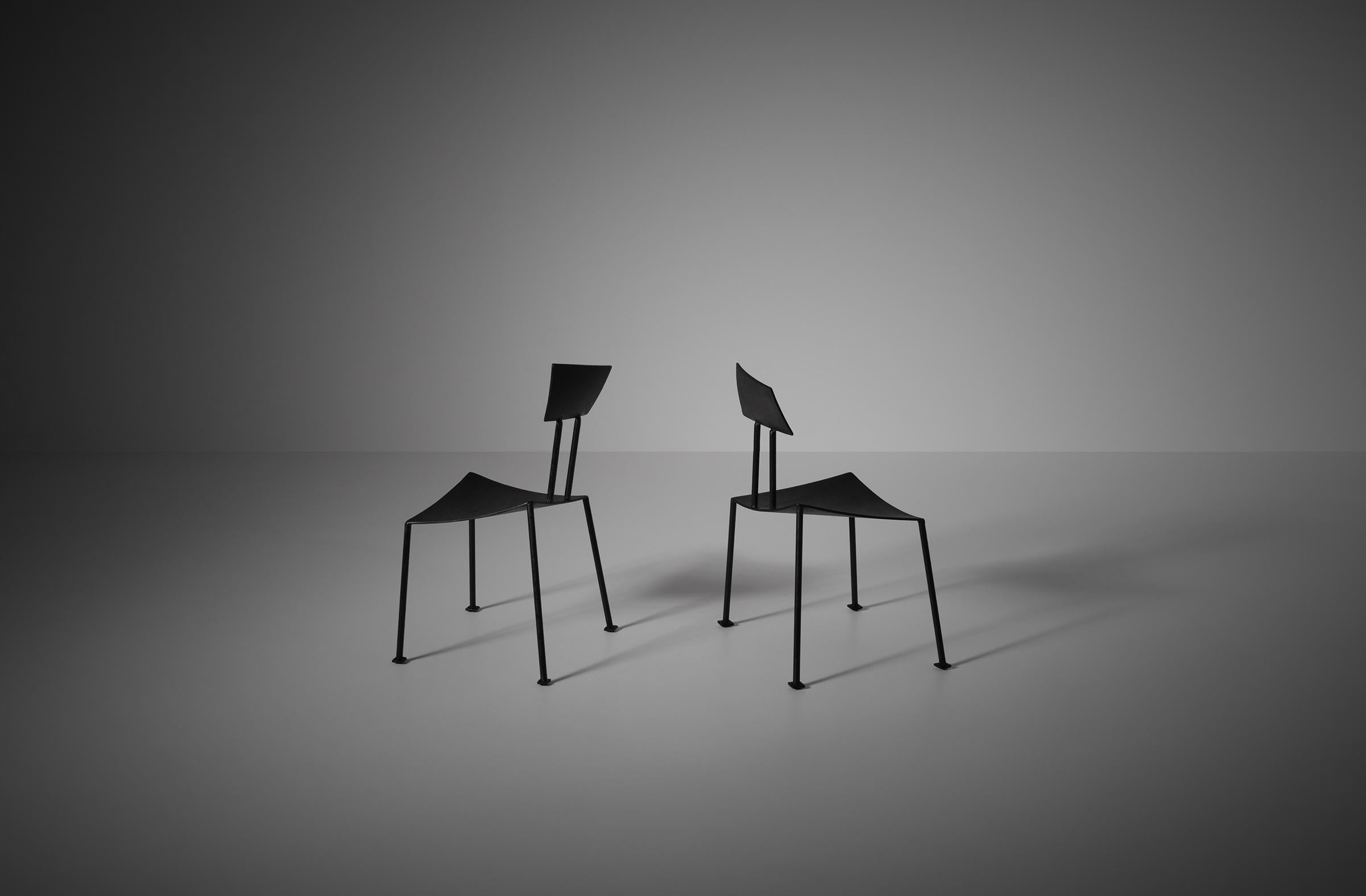 Forged Iron Side Chairs, France, 1960s 2