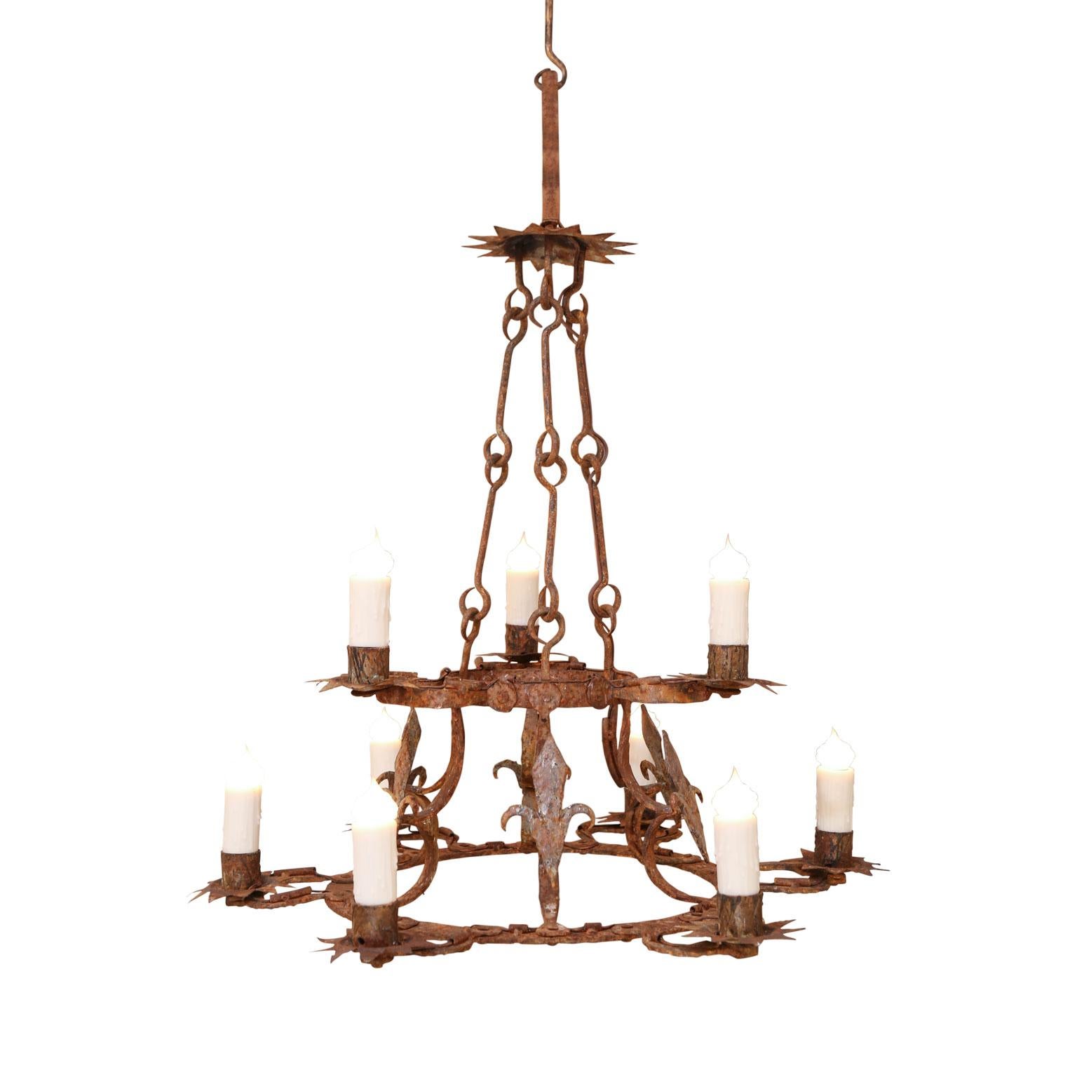 Forged Iron Two-Tier Chandelier 5