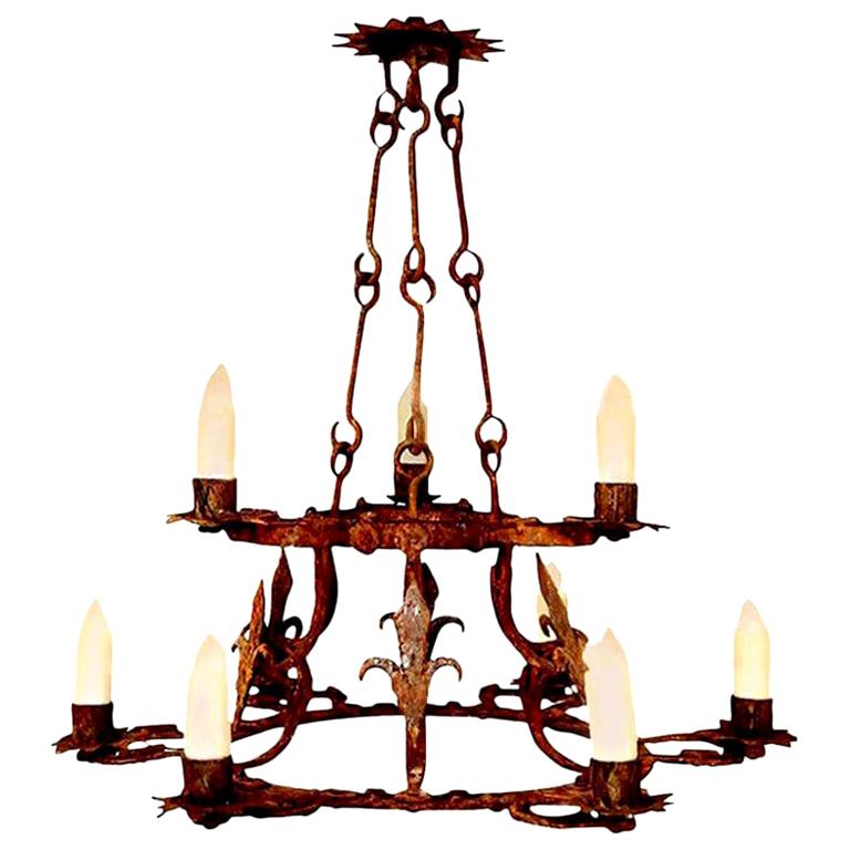 Forged Iron Two-Tier Chandelier