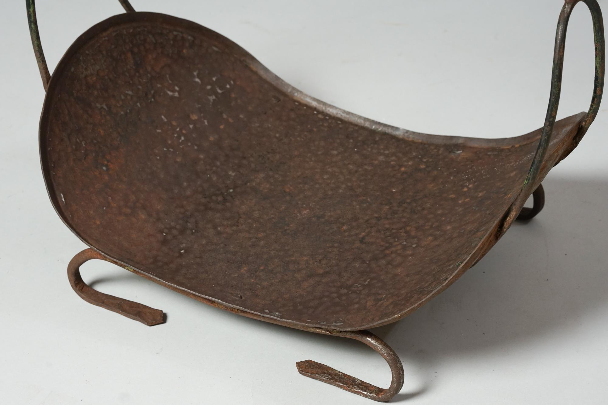 Finnish Forged Iron Wood Carrier, Taidetakomo Hakkarainen, 1940s For Sale