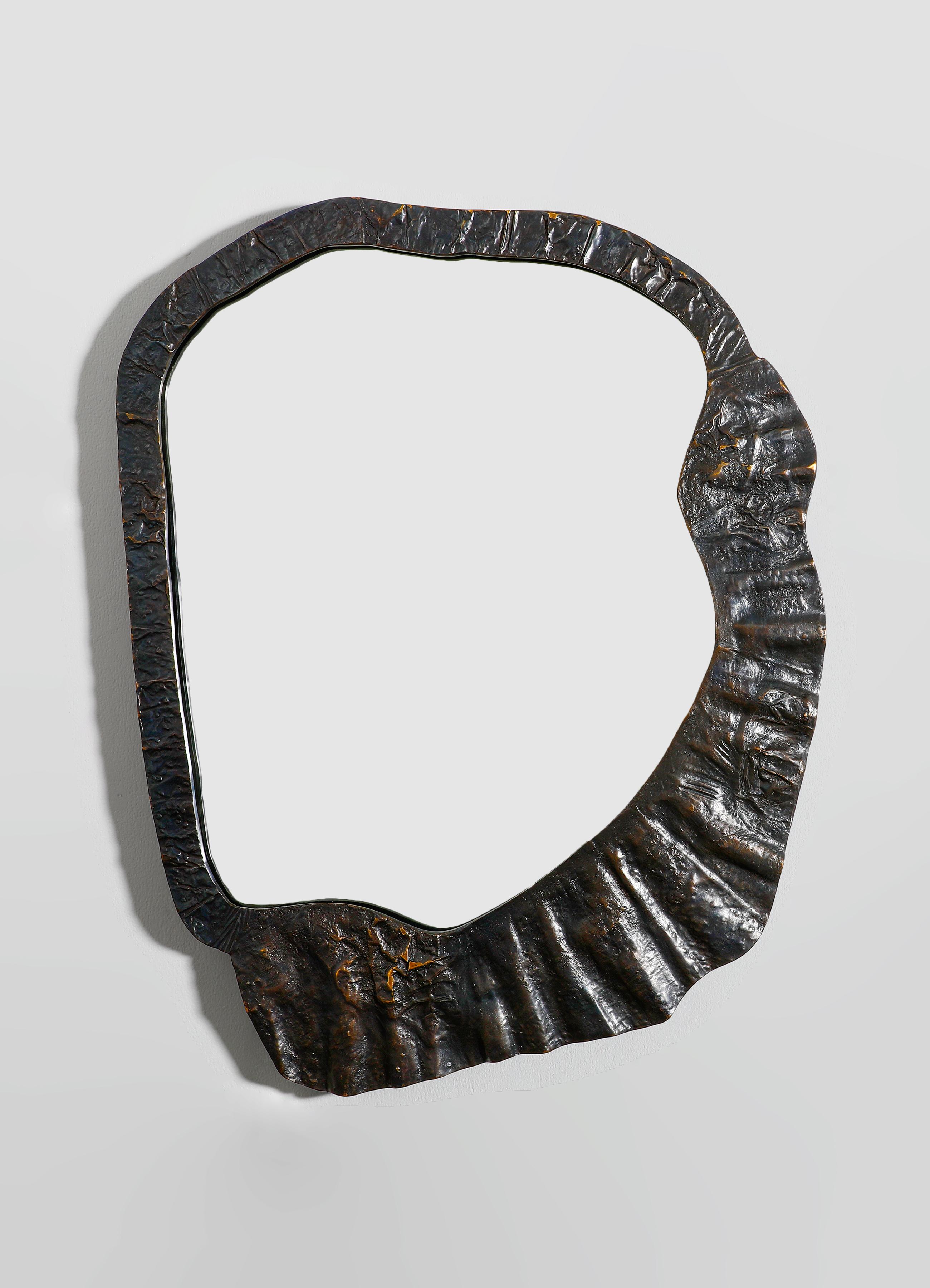 Forged Mirror in Brass, Viya by Vikram Goyal