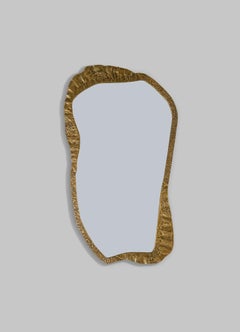 Forged Patinated Gold Mirror Tall in Brass, Viya by Vikram Goyal