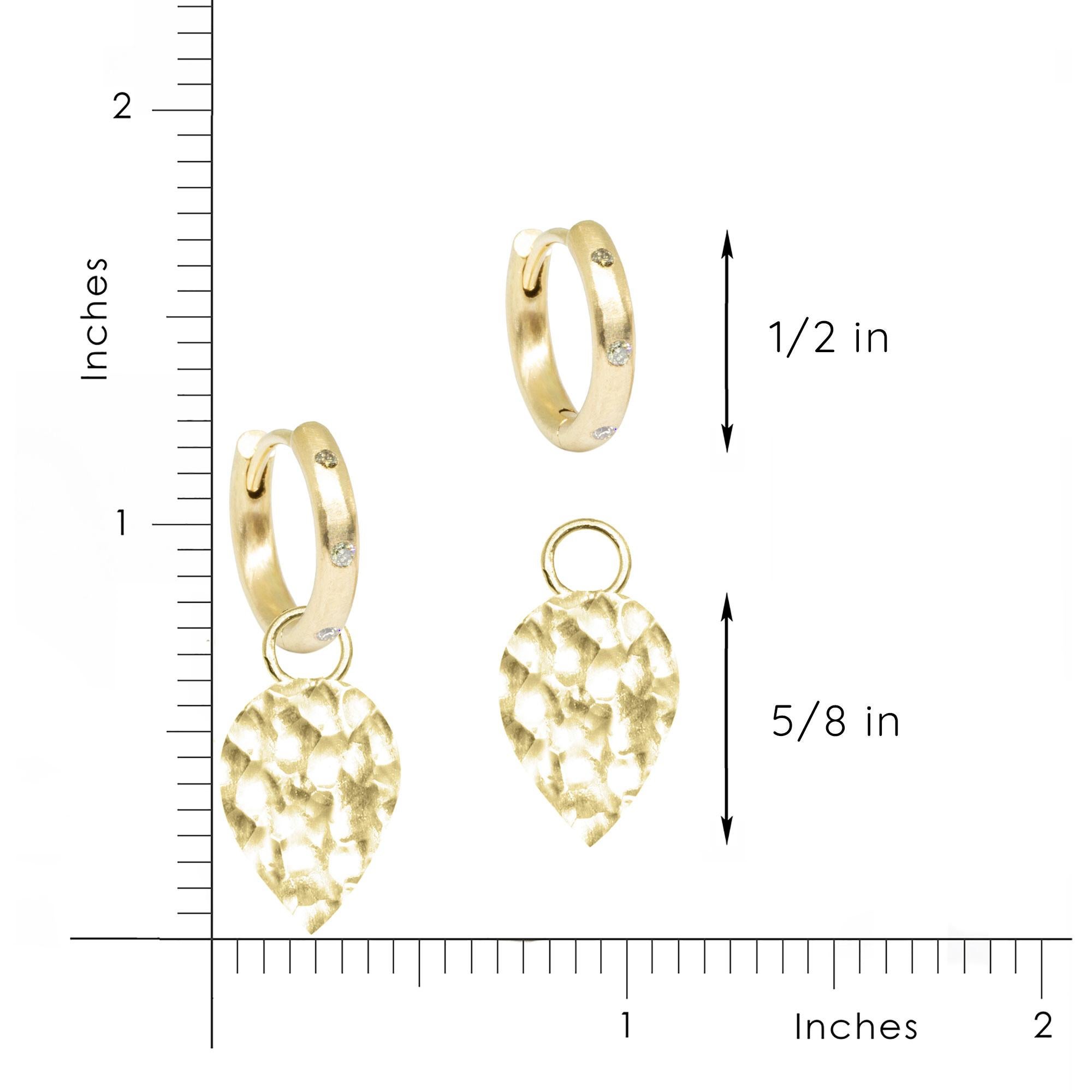 Women's or Men's Forged Pear Gold 18k Earring Charms For Sale