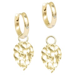 Forged Pear Gold 18k Earring Charms