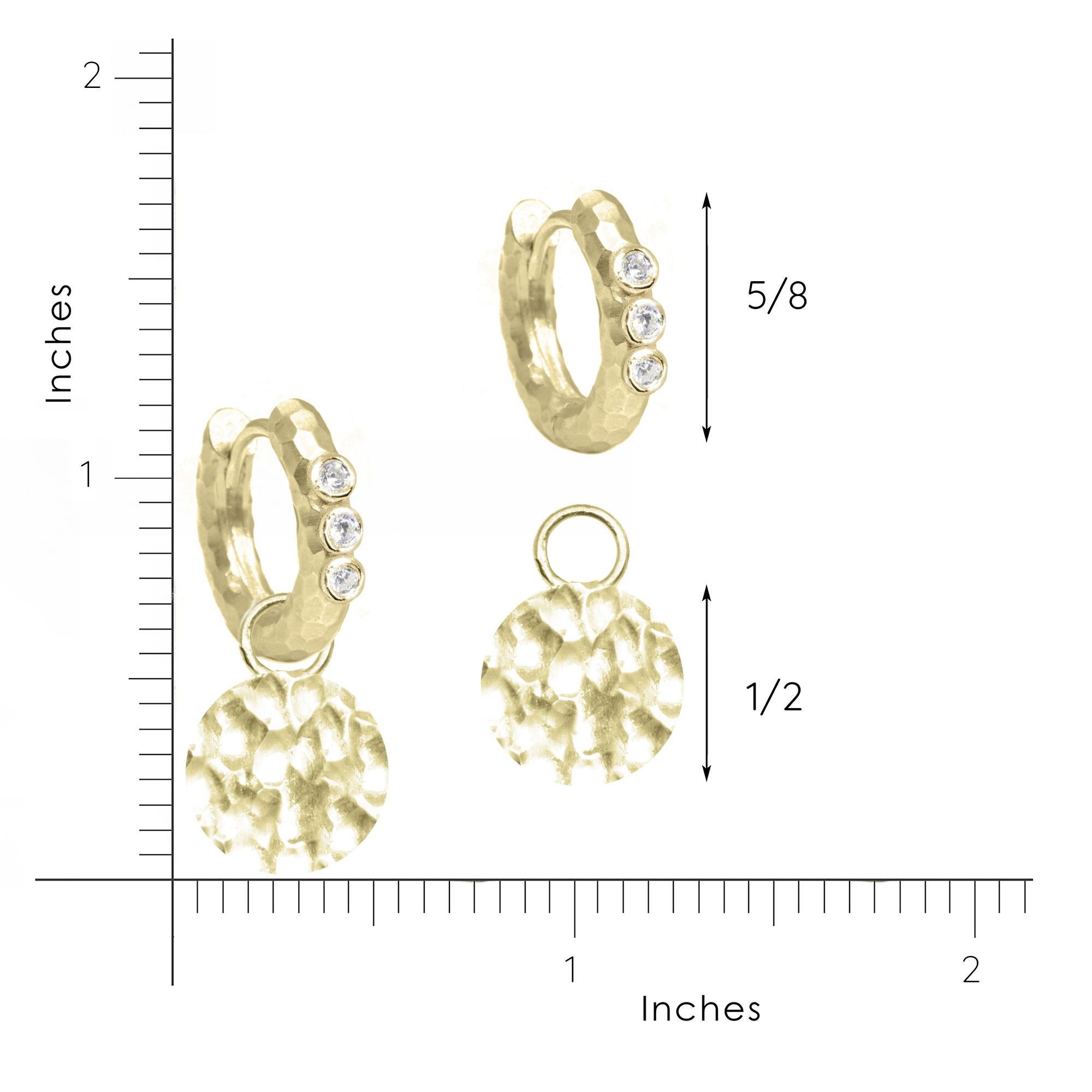 Contemporary Forged Round Gold 18k Earring Charms For Sale