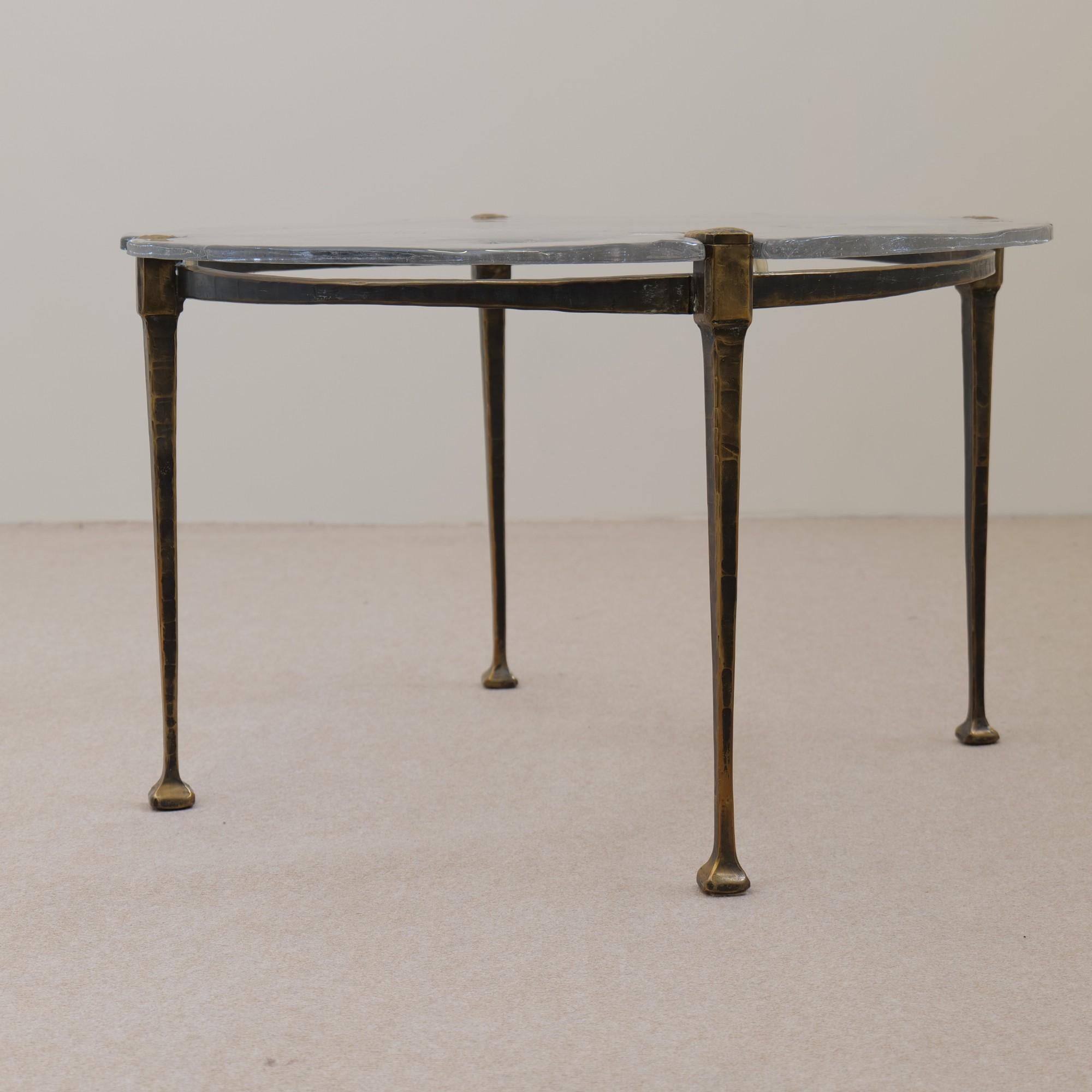 Late 20th Century forged round bronze table by Lothar Klute For Sale