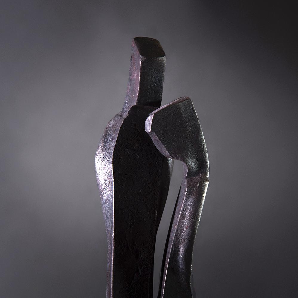 Modern Forged Sculpture 'Encounter', Family Series by German Blacksmith H. Zimmermann