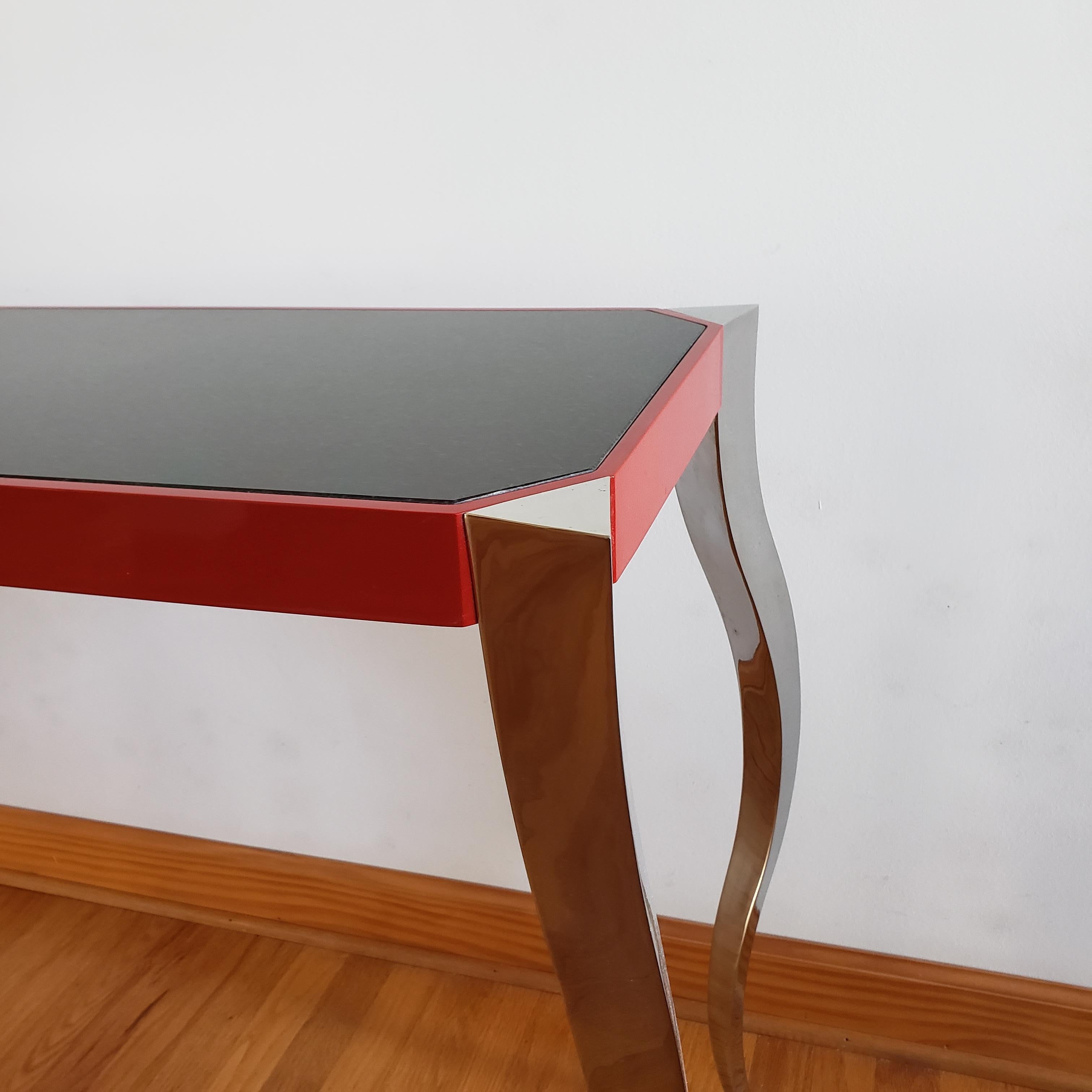 Forged Stainless and Painted Steel Console by Curtis Norton In Excellent Condition For Sale In Kilmarnock, VA
