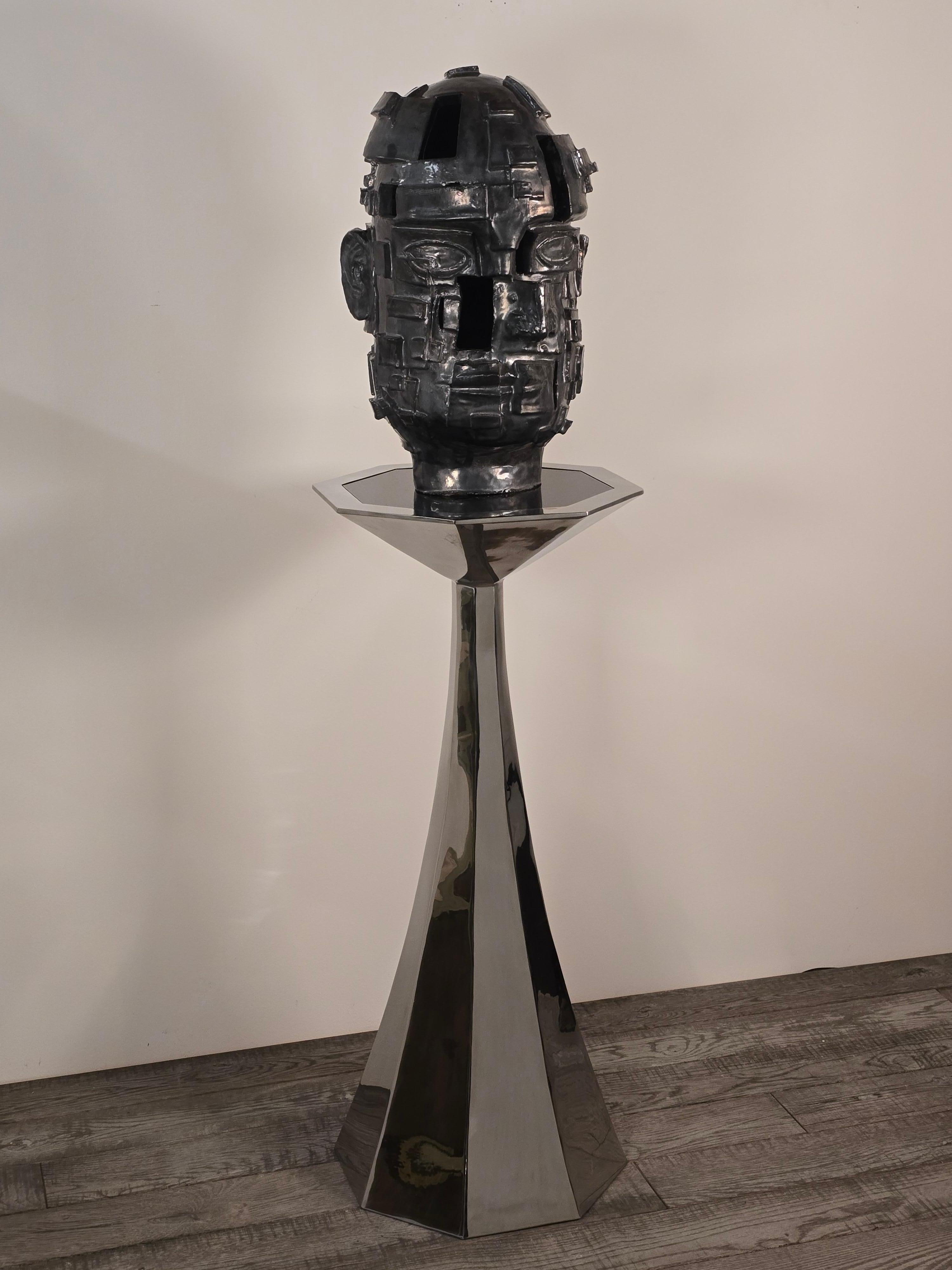 Forged Stainless Steel Pedestal by Curtis Norton For Sale 5