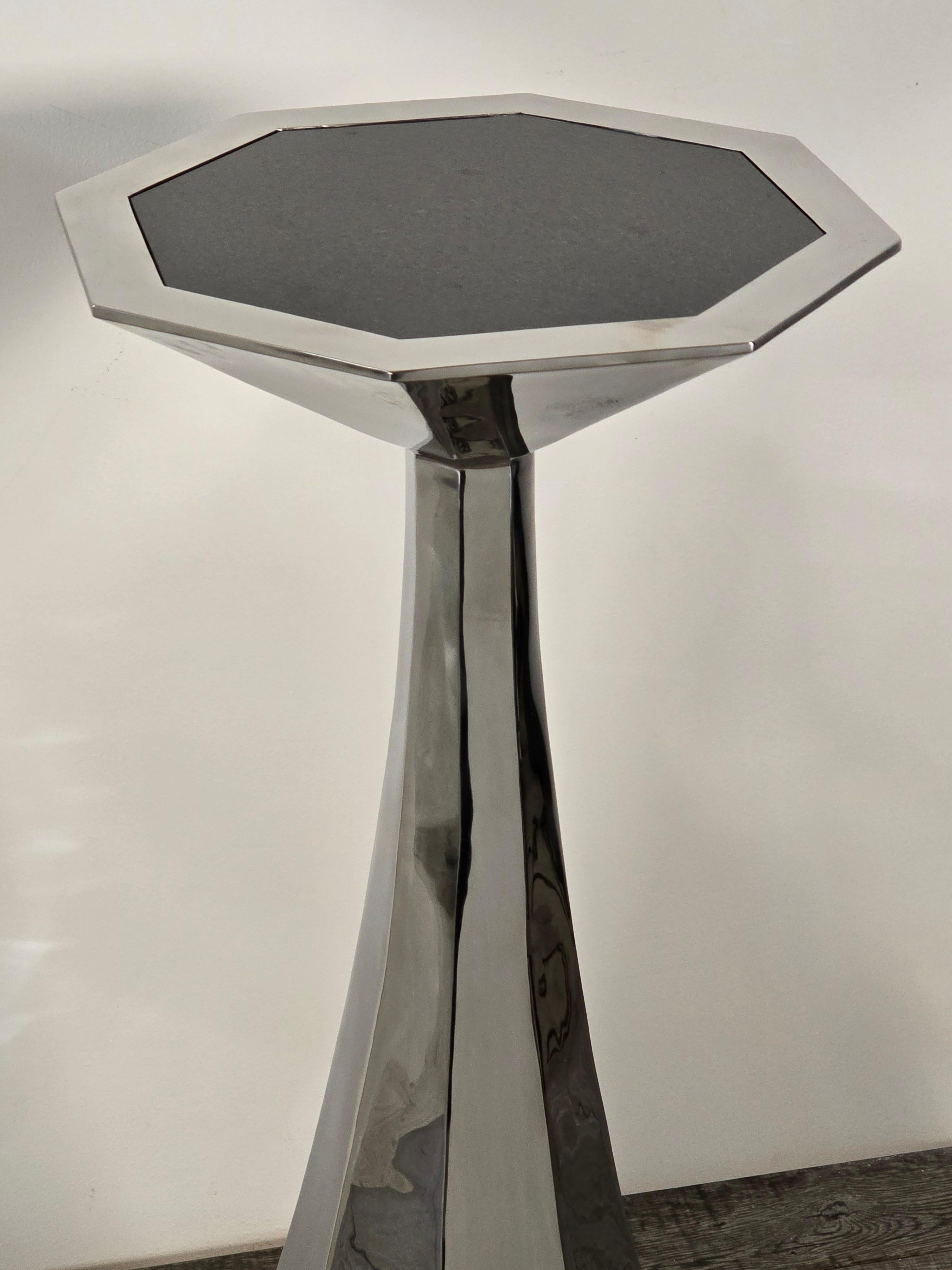 Modern Forged Stainless Steel Pedestal by Curtis Norton For Sale