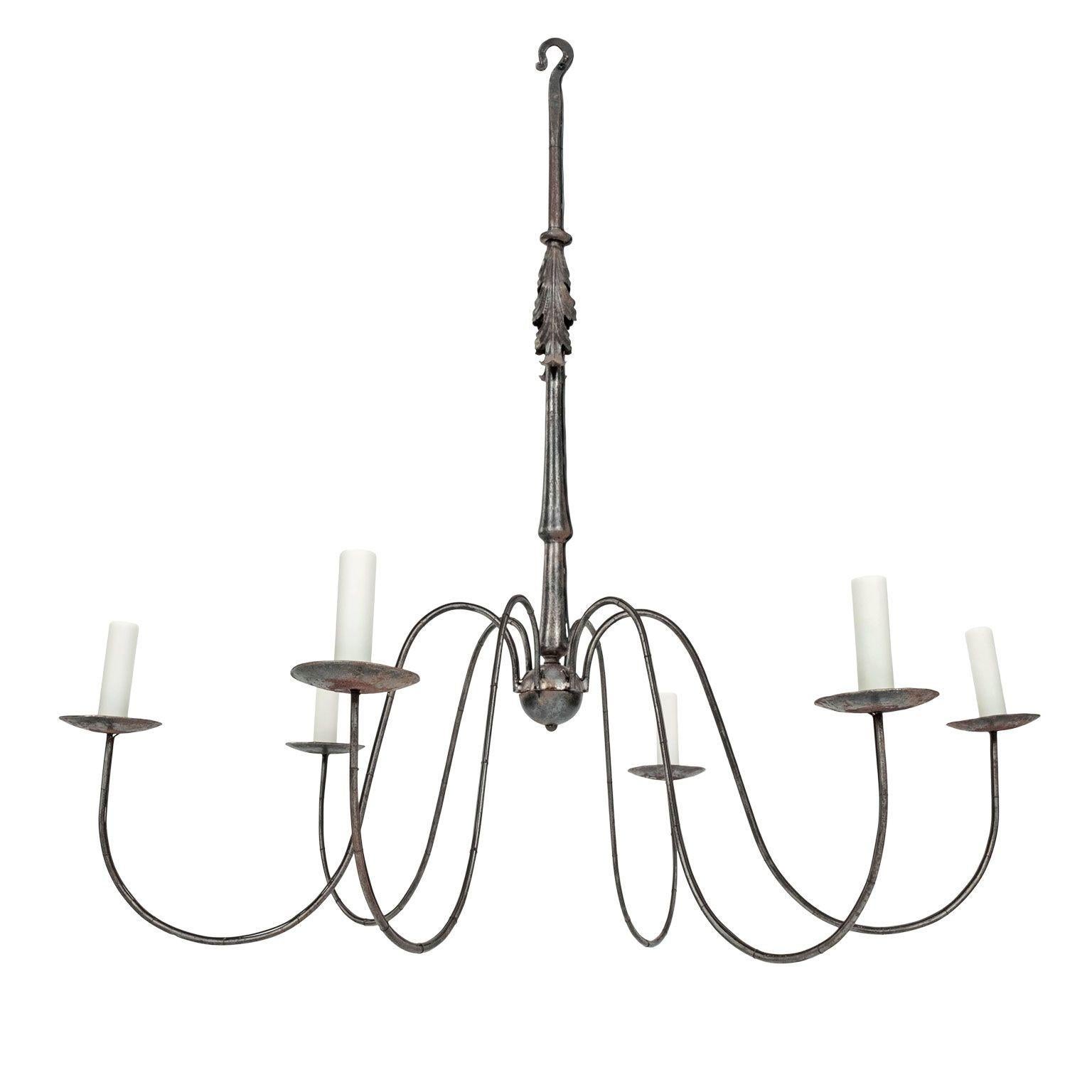 Forged Steel and Iron Six-Arm Chandelier 3