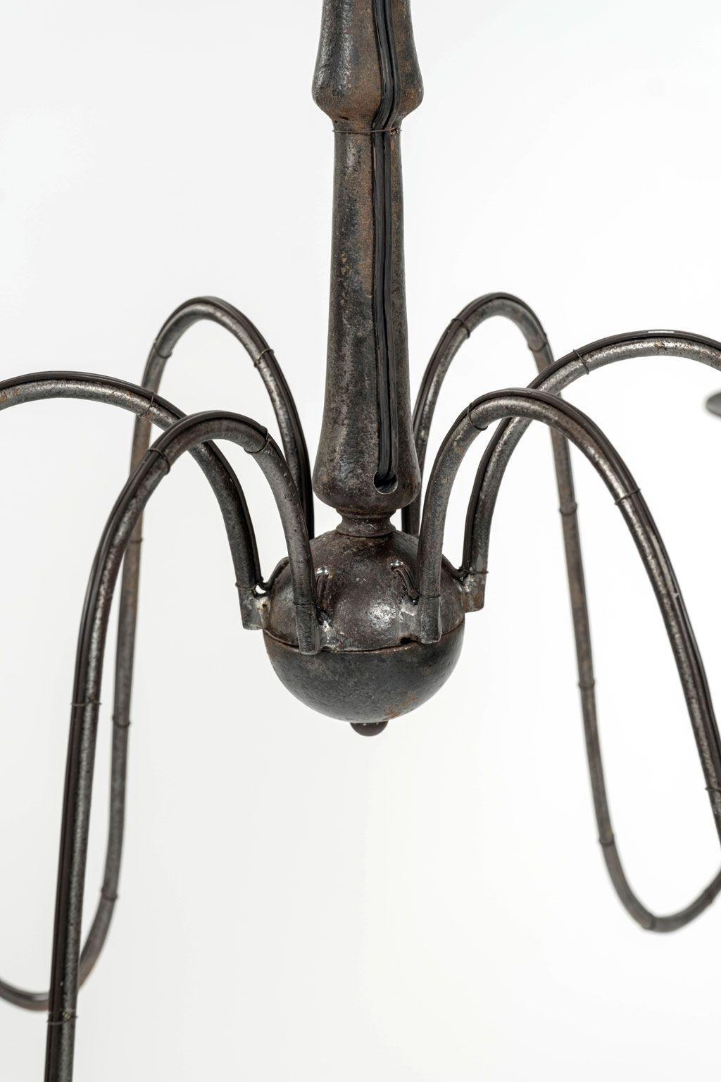 French Provincial Forged Steel and Iron Six-Arm Chandelier