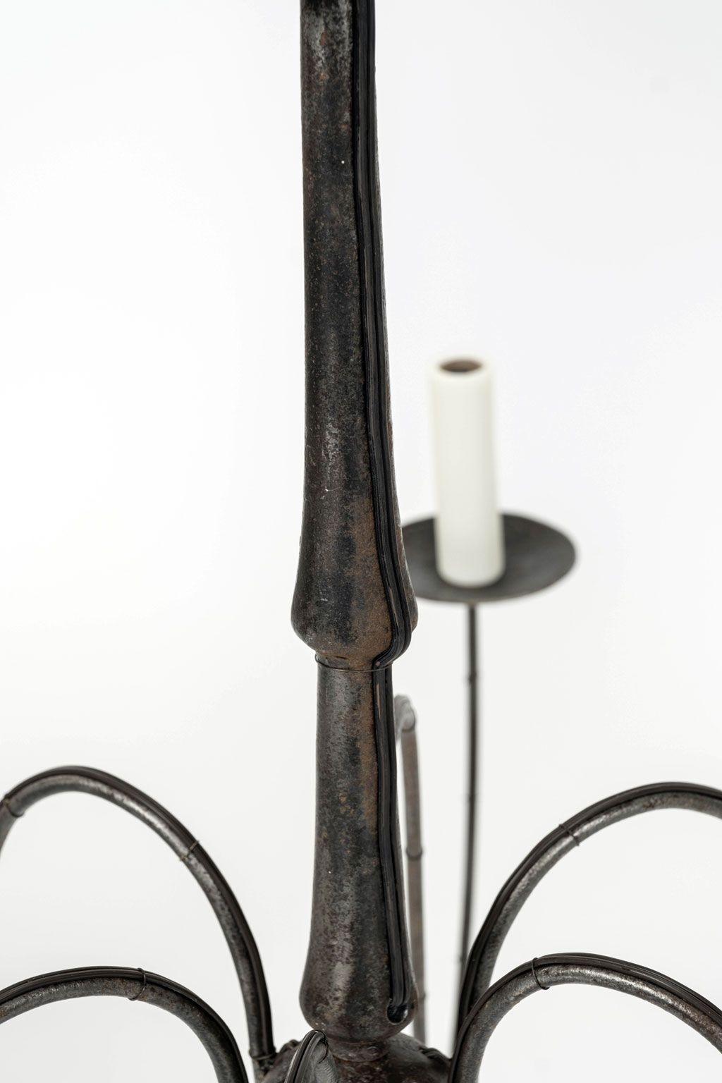 American Forged Steel and Iron Six-Arm Chandelier
