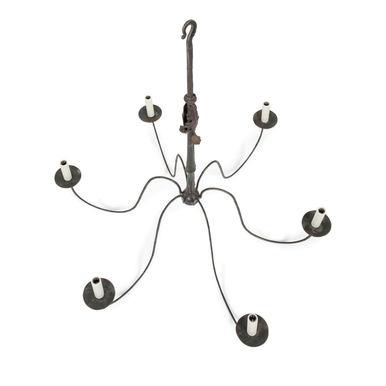 Forged Steel and Iron Six-Arm Chandelier 1