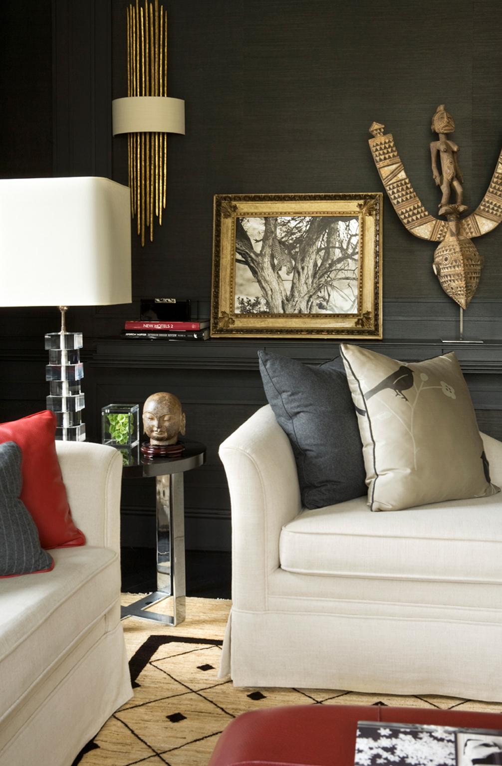 gold and white lampshade