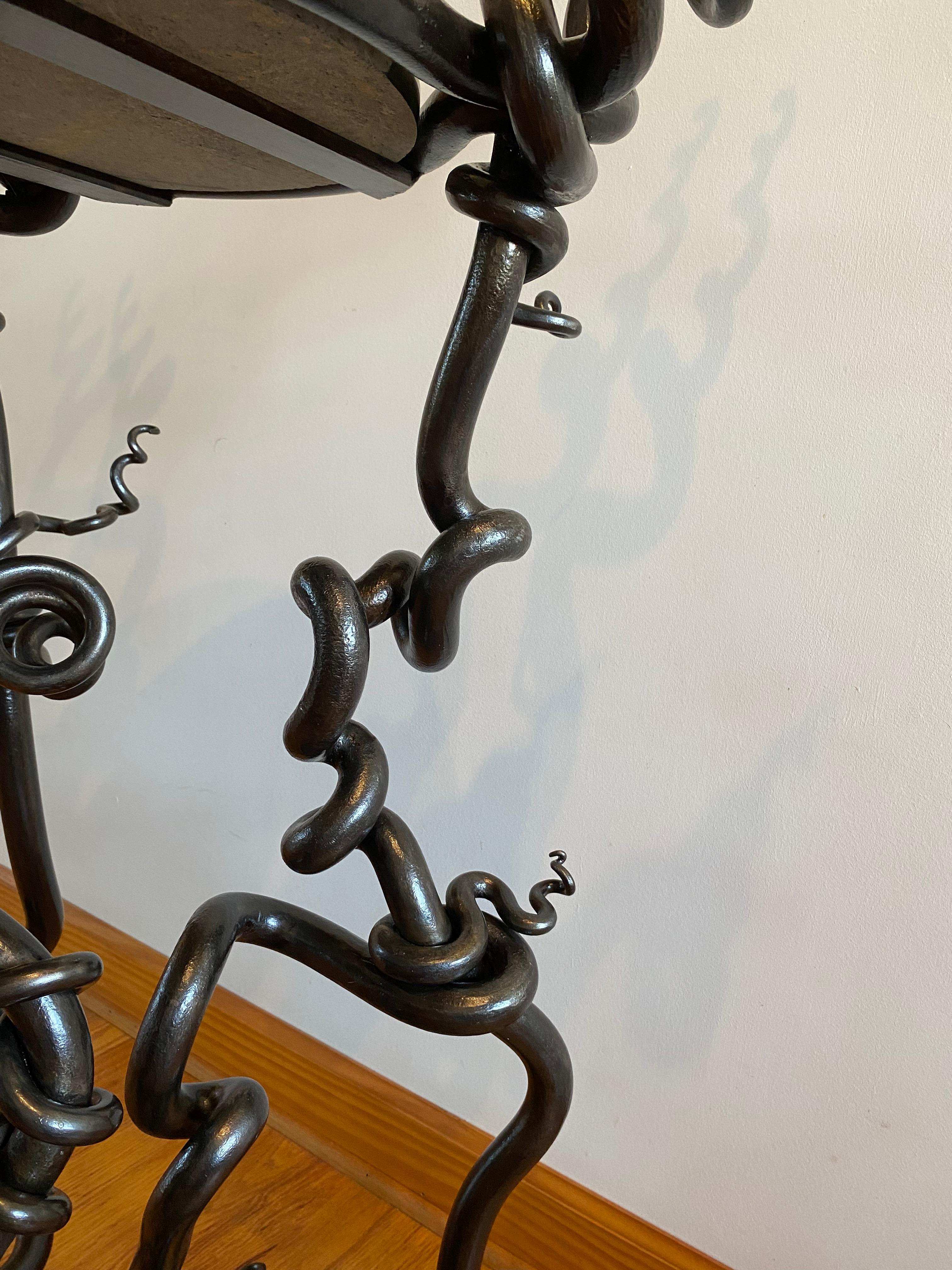 Métal Table à plantes en acier forgé de Curtis Norton en vente