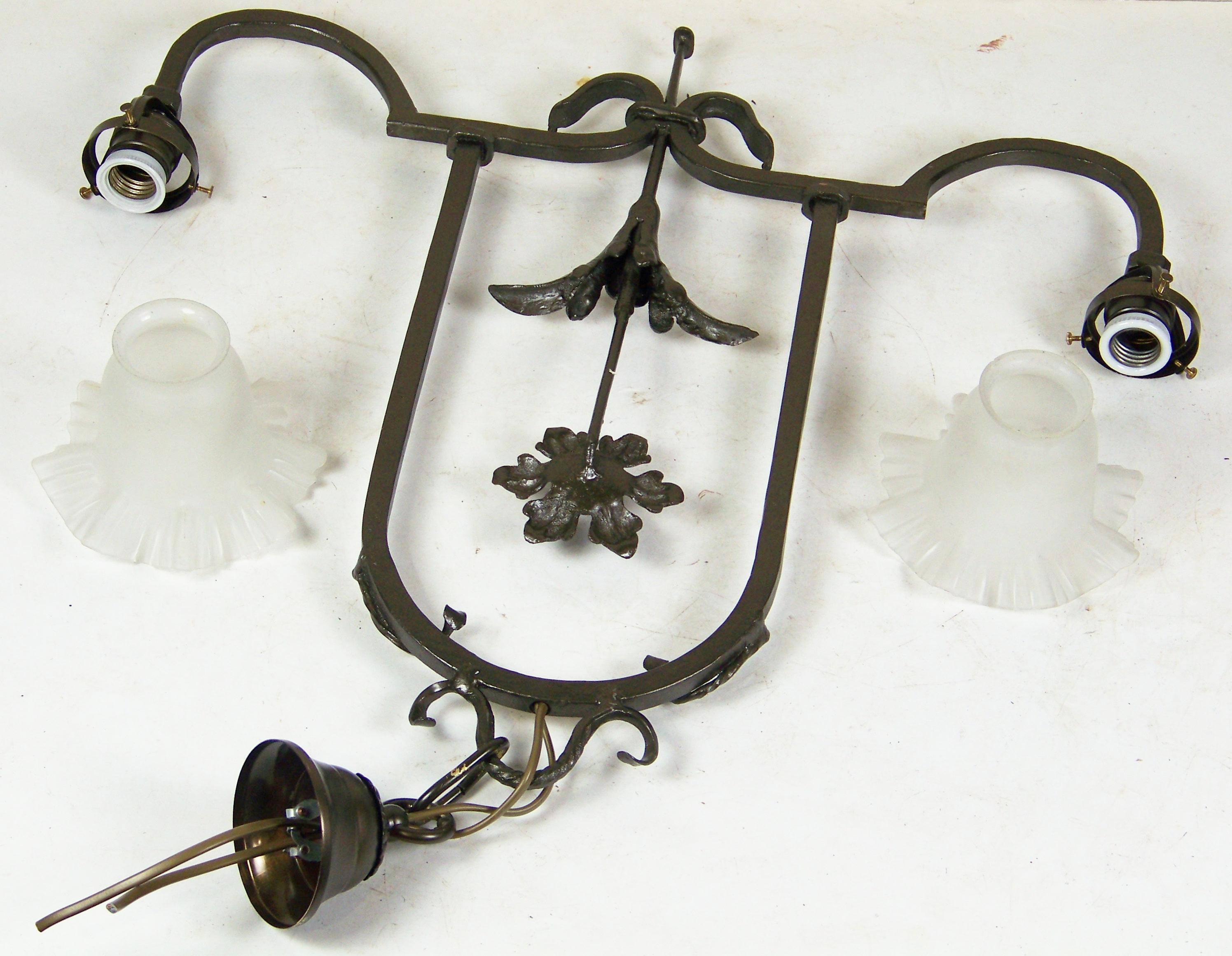 Forged Two-Armed Chandelier For Sale 2