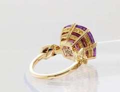 'Forget me Knot' Amethyst and Yellow Diamond Cocktail Ring in 18ct Yellow Gold