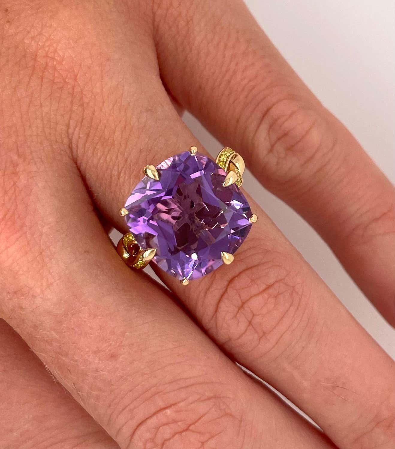 Ein Überfall von Piraten auf einer Reise durch das Ostchinesische Meer in den wilden 20er Jahren.  Ein königlicher Amethyst, der zwischen acht scharfen, adlerähnlichen Krallen balanciert.  Kräftige Seile aus massivem Gold, verziert mit gelben